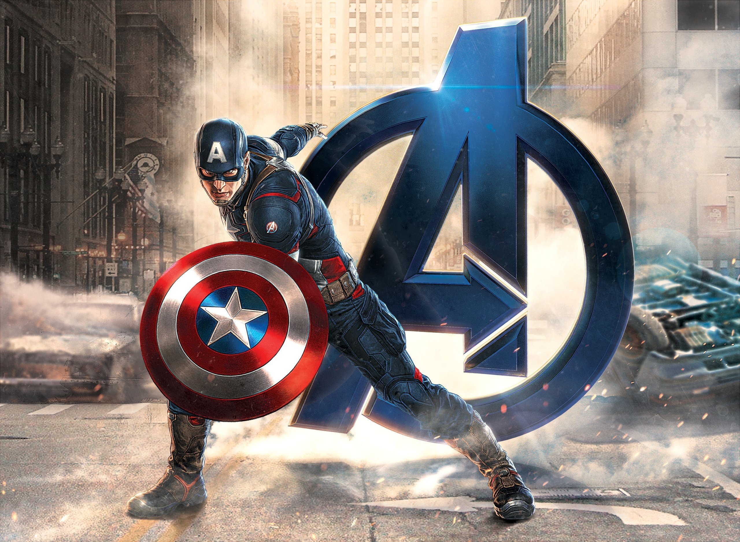 Captain America from Avengers in a City HD Wallpaper