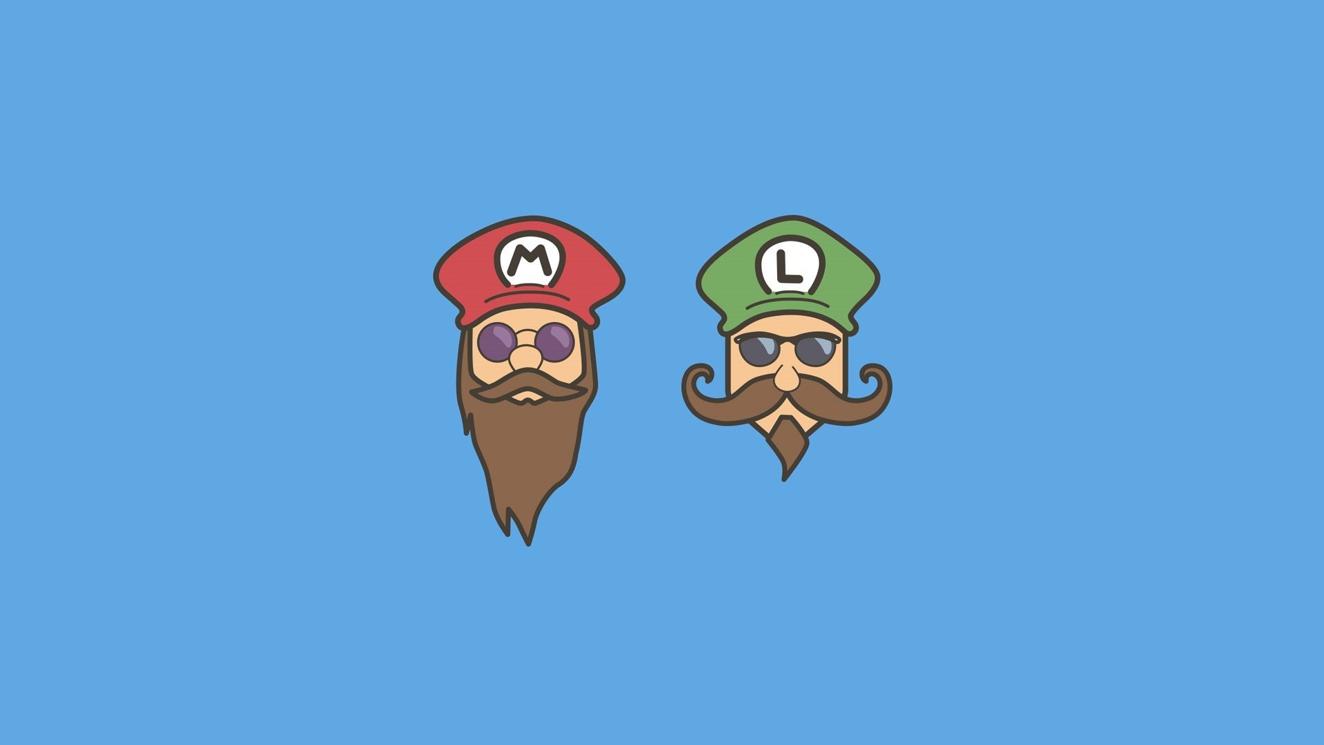 Mario and Luigi with beards and sunglasses HD Wallpaper