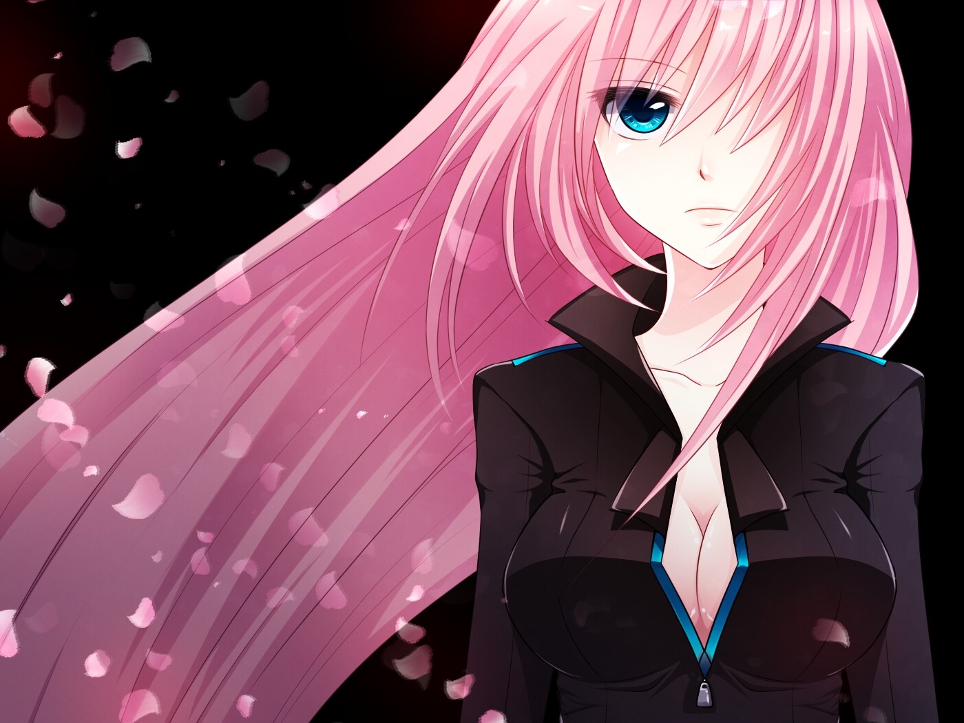Megurine Luka with pink hair and blue eyes HD Wallpaper