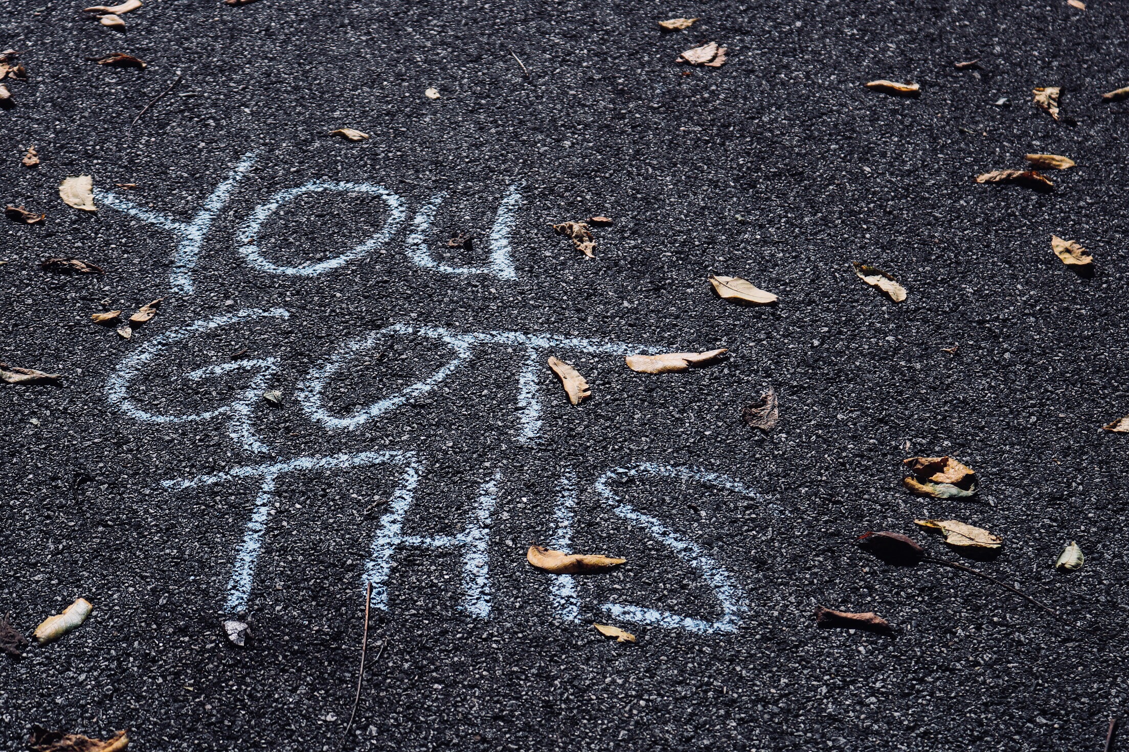 Chalk message 'You Got This' on asphalt with leaves HD Wallpaper