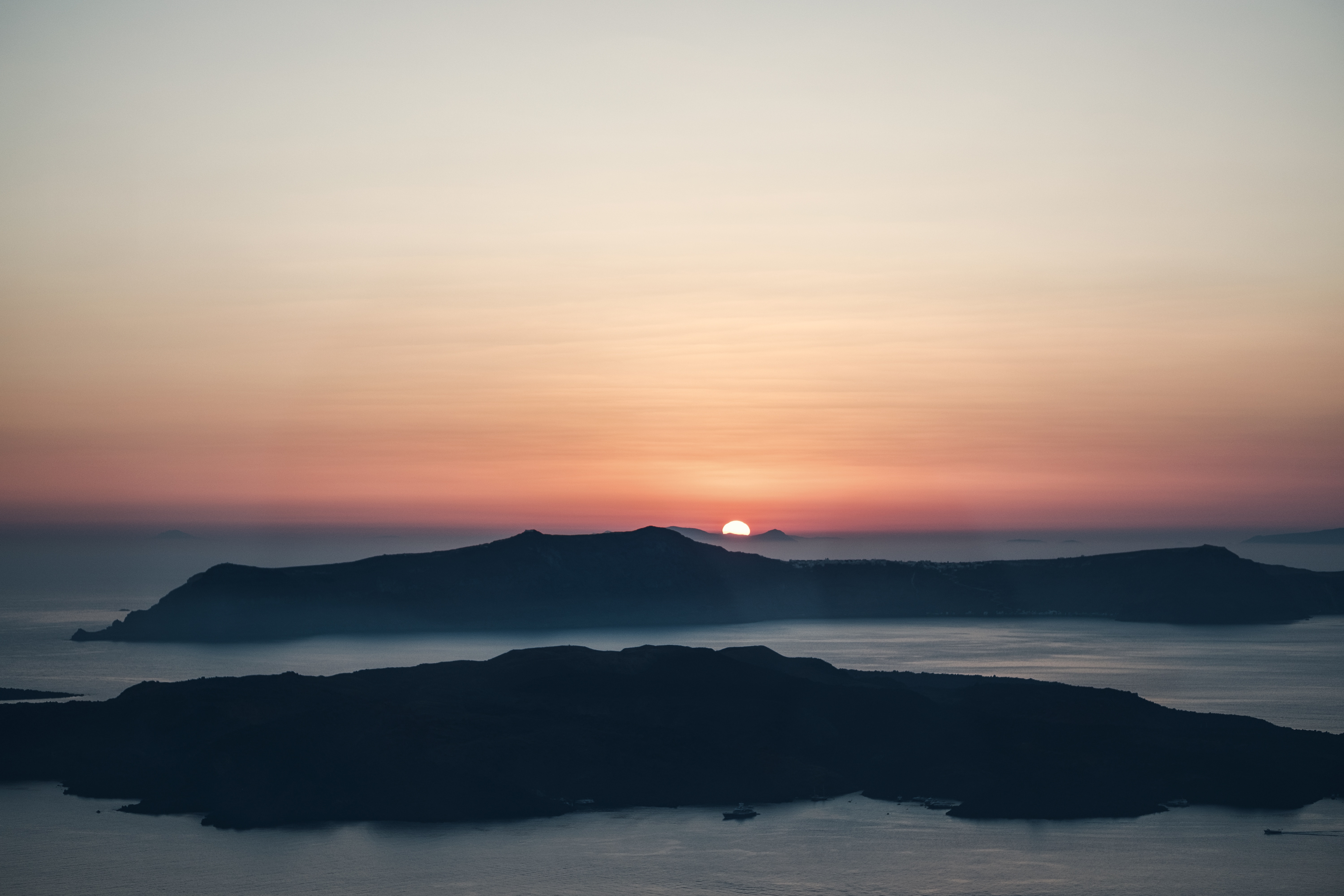 Sunset over islands in Greece HD Wallpaper