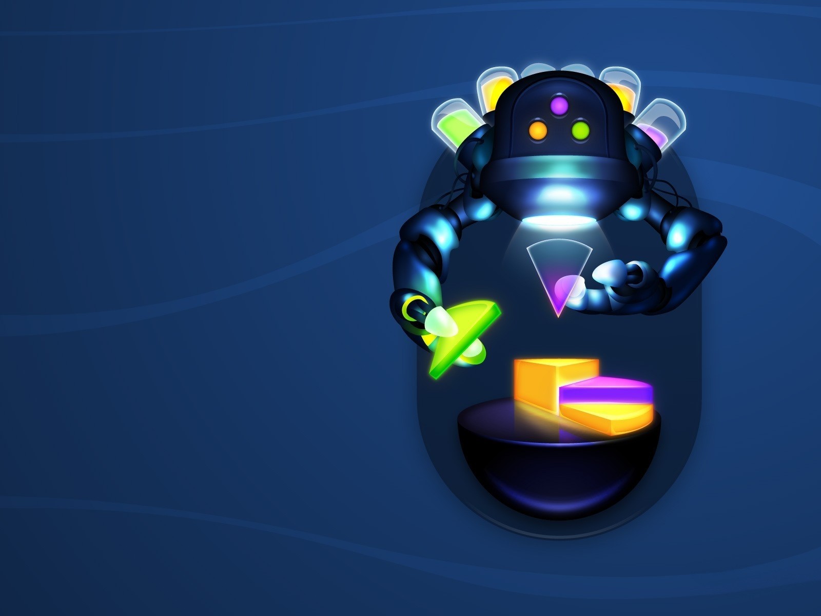 Robot assembling colorful blocks HD Wallpaper