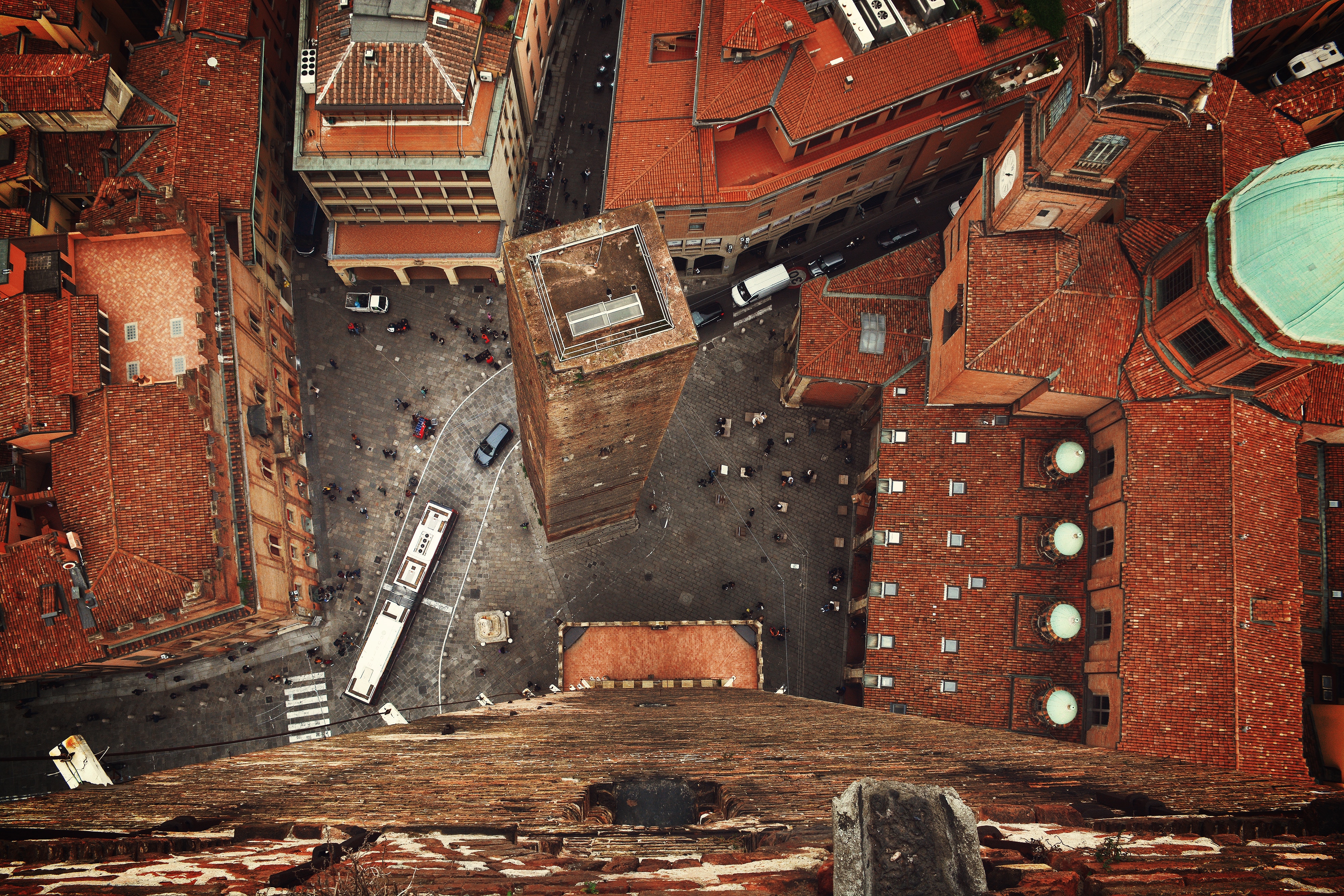 Aerial view of Bologna's towers and rooftops HD Wallpaper