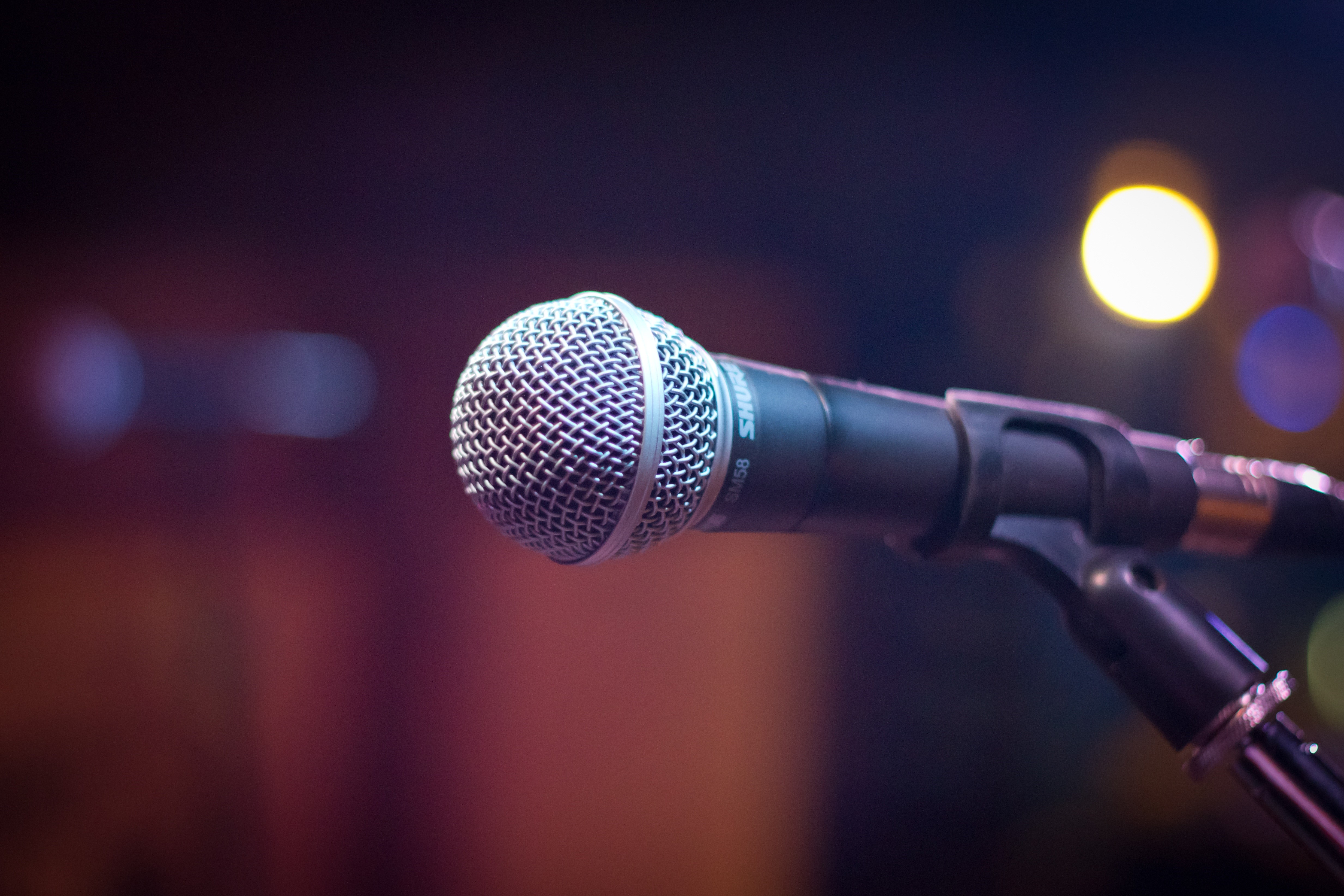Close-up of Microphone on Stage Stand HD Wallpaper