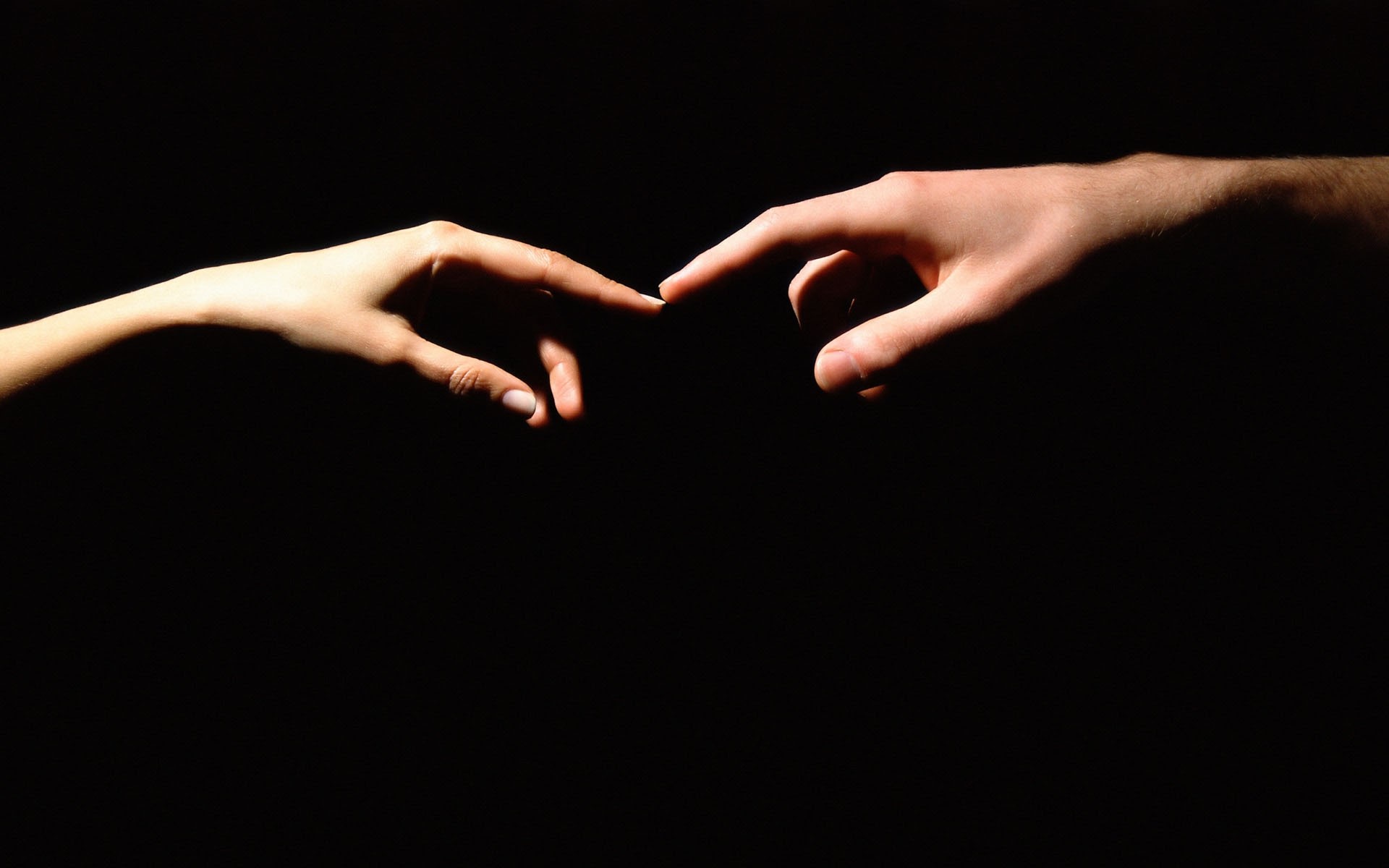 Two hands reaching out to touch HD Wallpaper