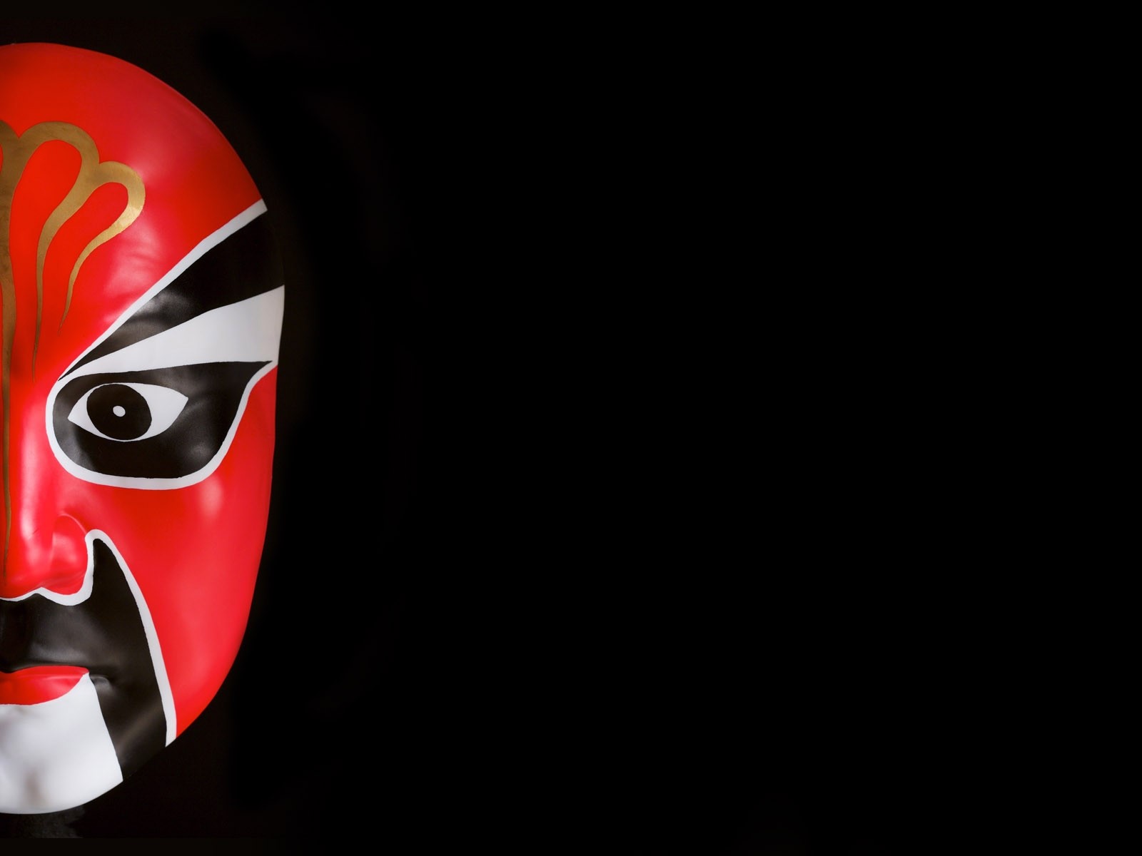 Chinese opera mask on black background HD Wallpaper