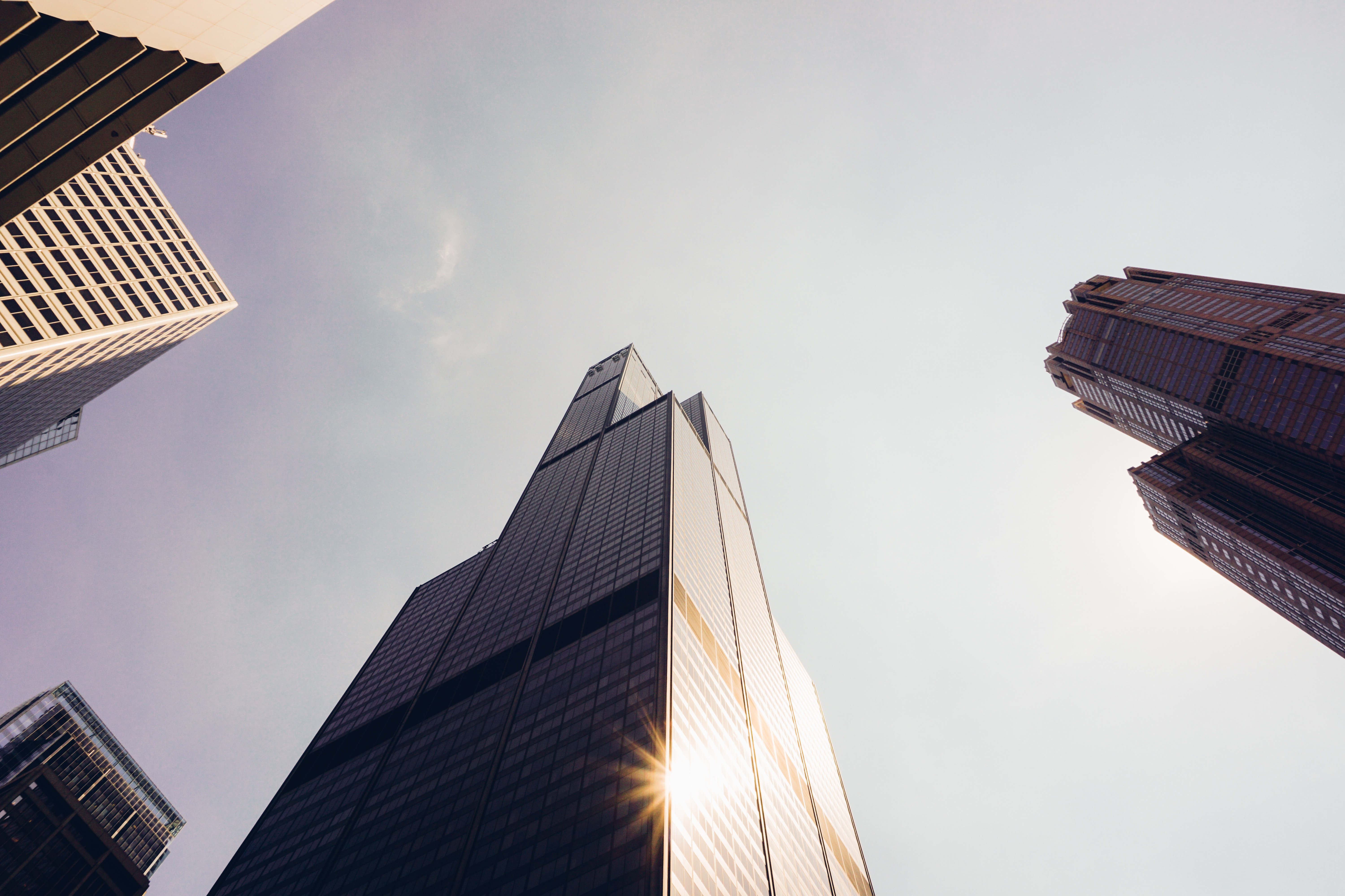 Chicago skyscrapers looking up at the sky HD Wallpaper