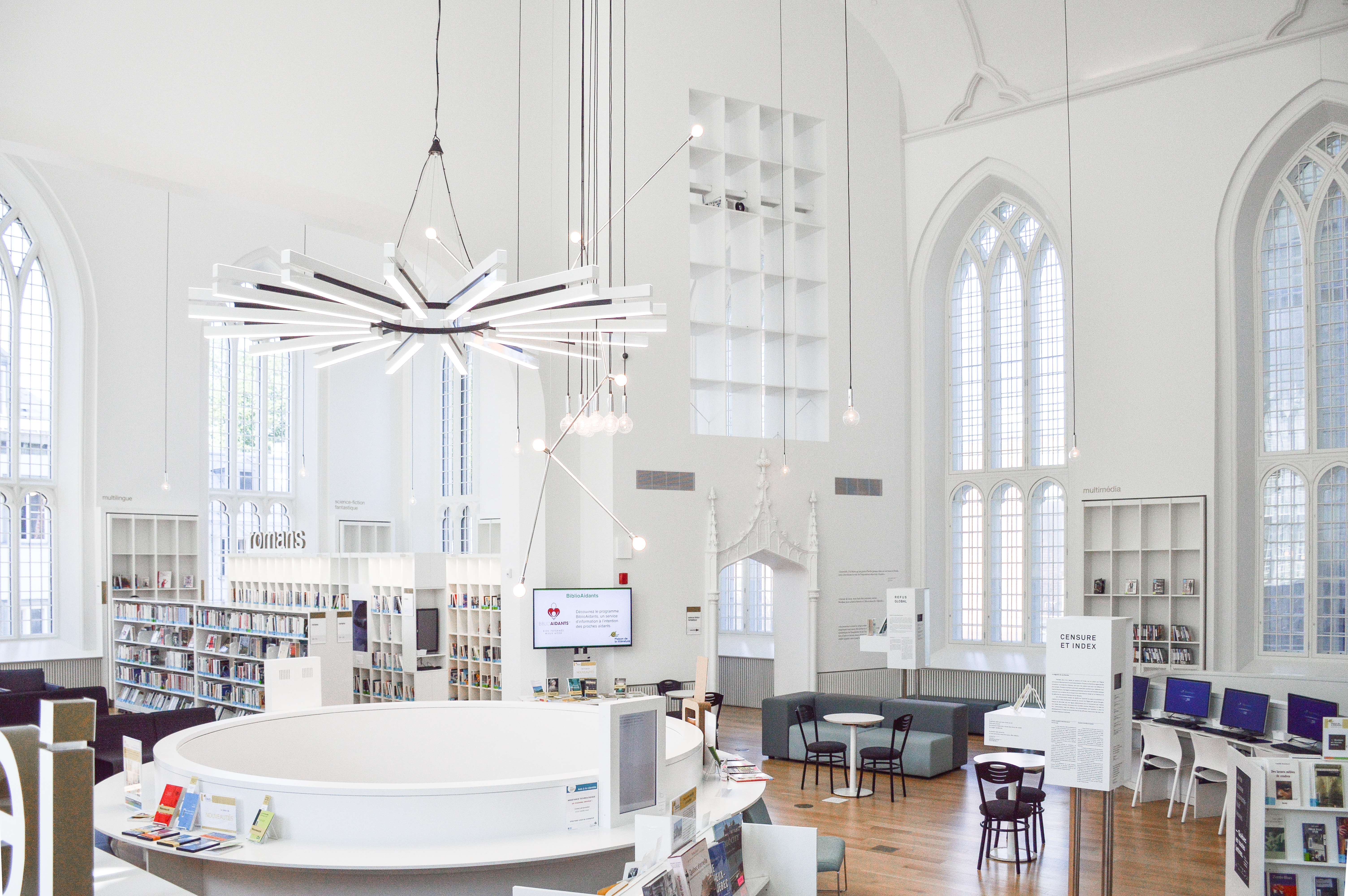Maison de la Littérature library interior with modern design HD Wallpaper