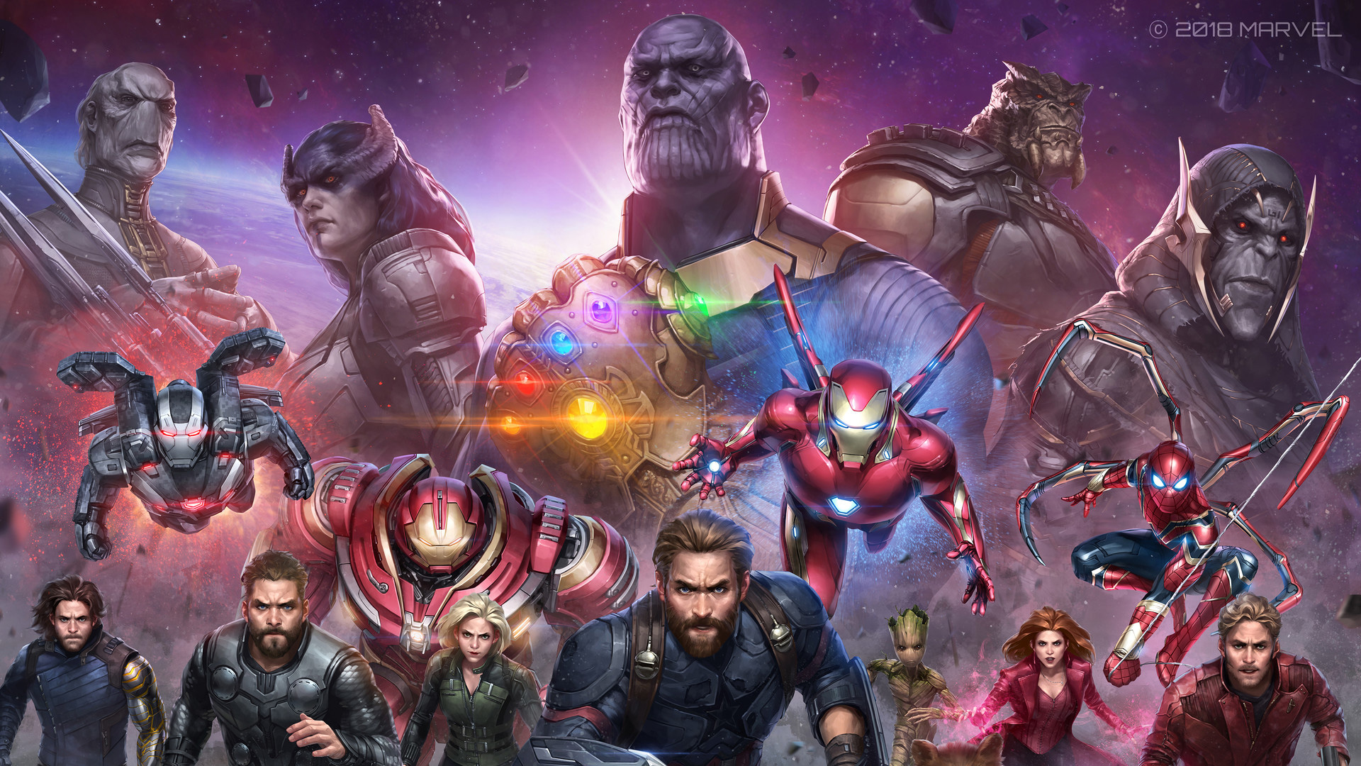 Avengers: Infinity War Characters and Thanos Artwork HD Wallpaper