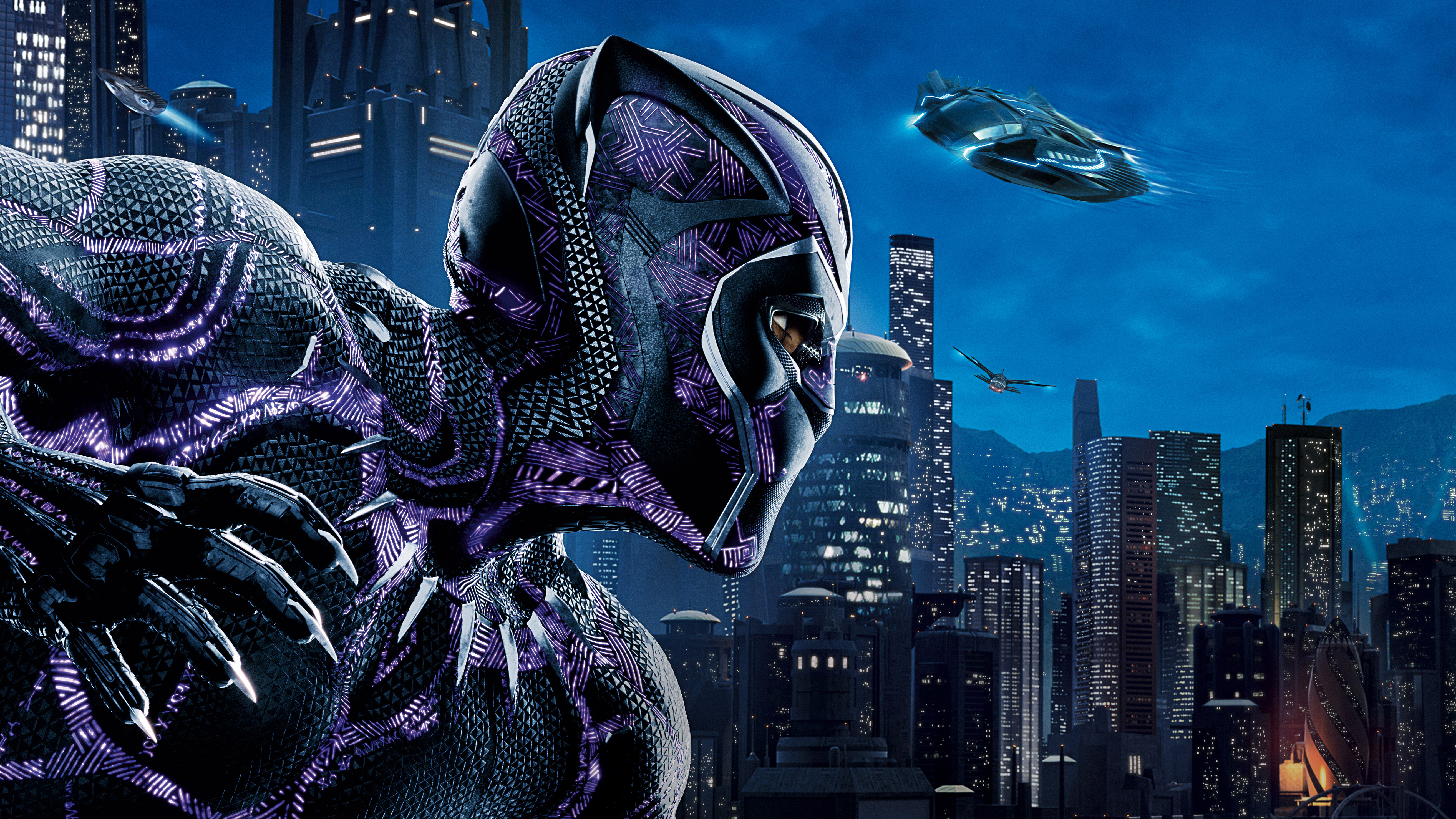 Black Panther in Vibrant Purple Suit 4K HD Wallpaper