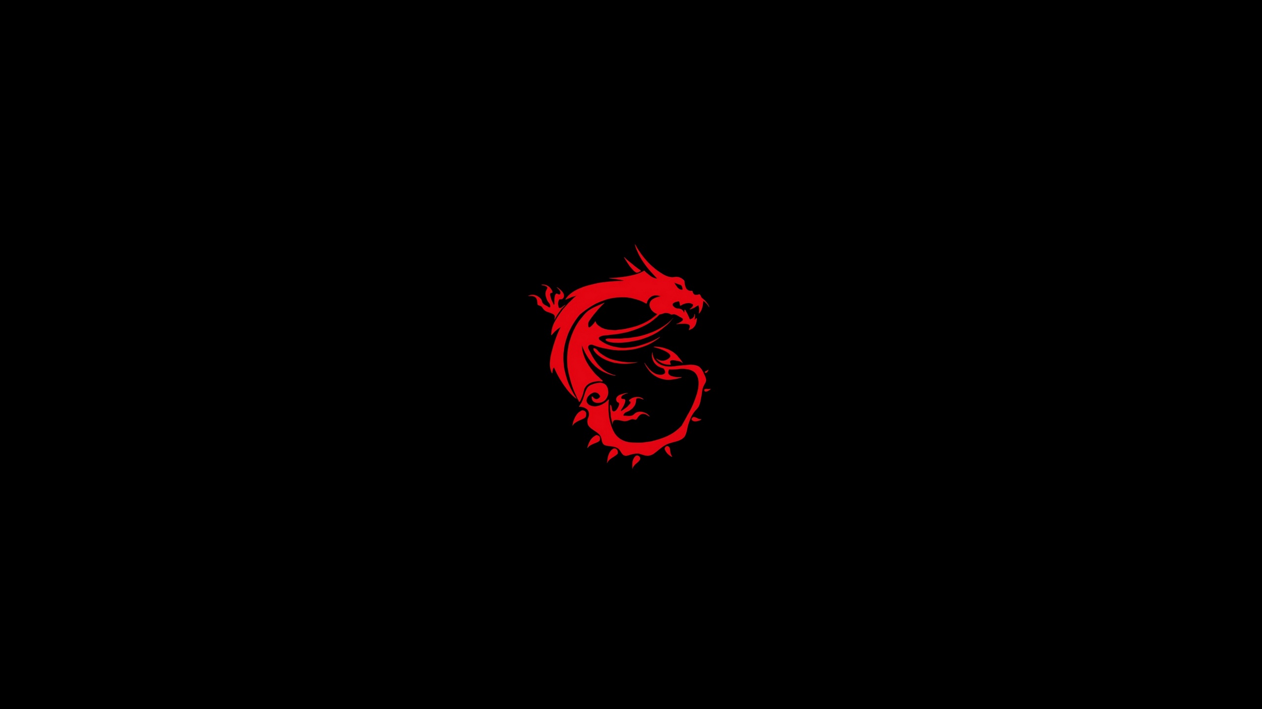 Red MSI dragon logo on black background HD Wallpaper