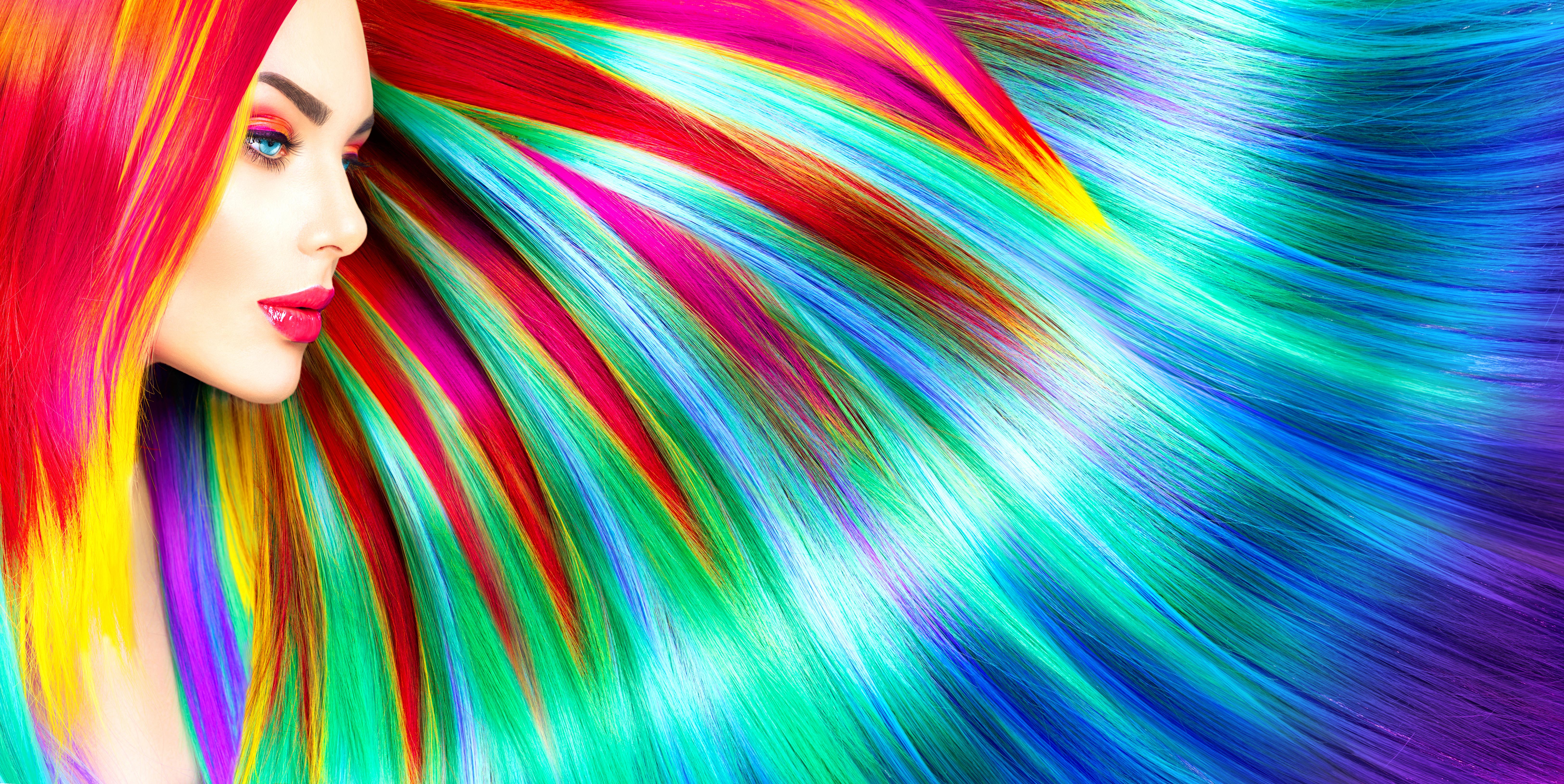 Vibrant Rainbow Colored Hair in Stunning 4K Detail HD Wallpaper