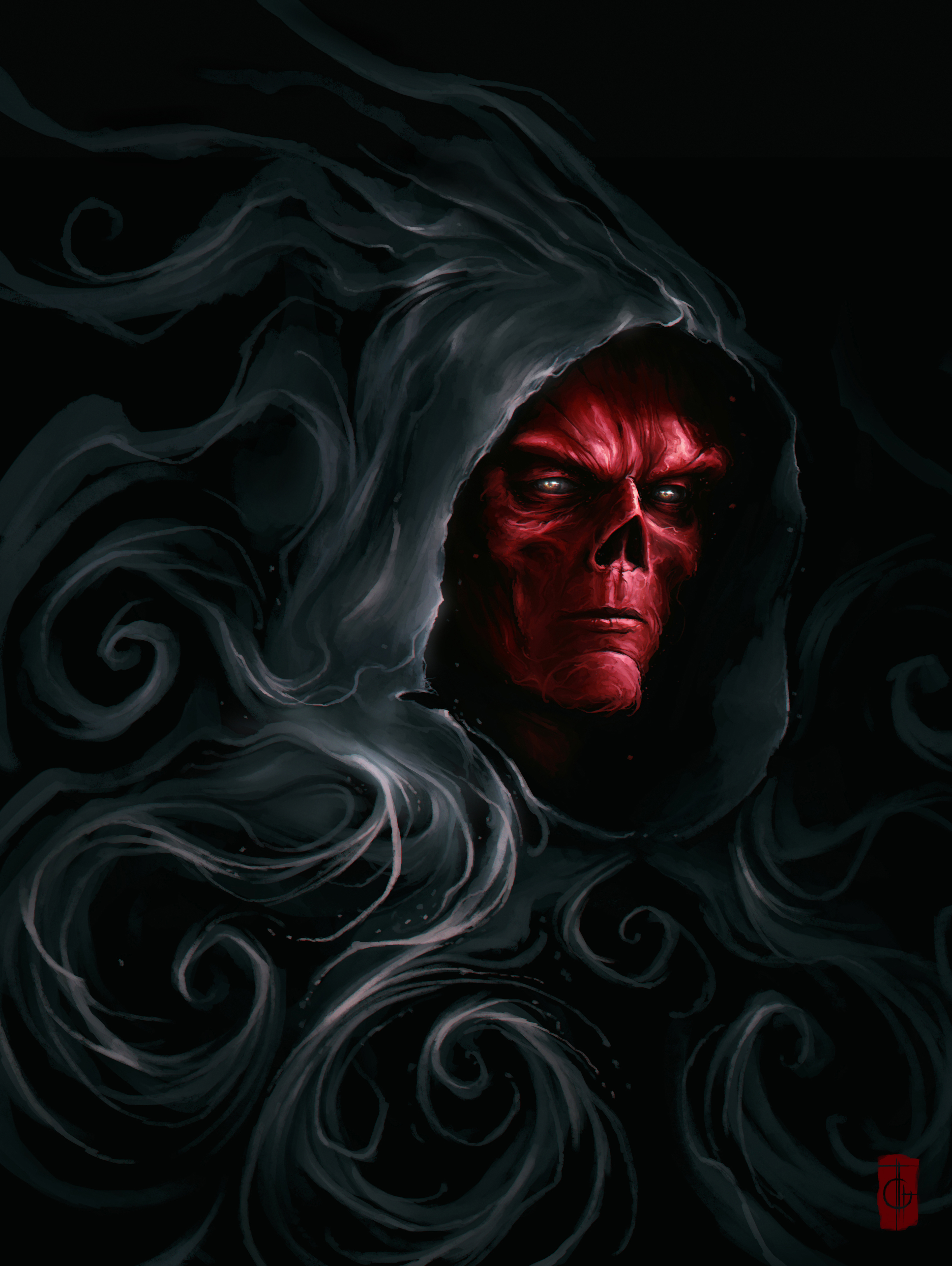 Red Skull illustration HD Wallpaper
