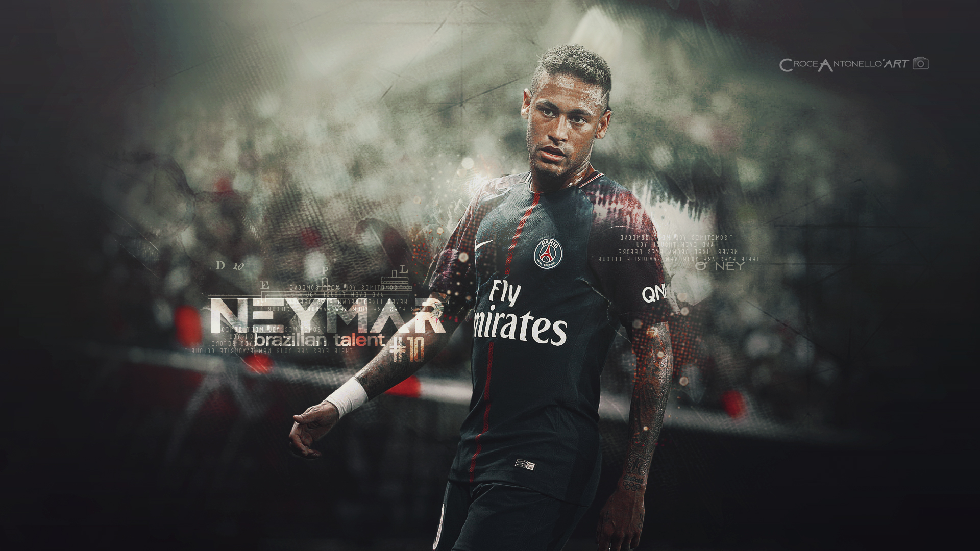 Neymar in Paris Saint-Germain Jersey on Soccer Field HD Wallpaper