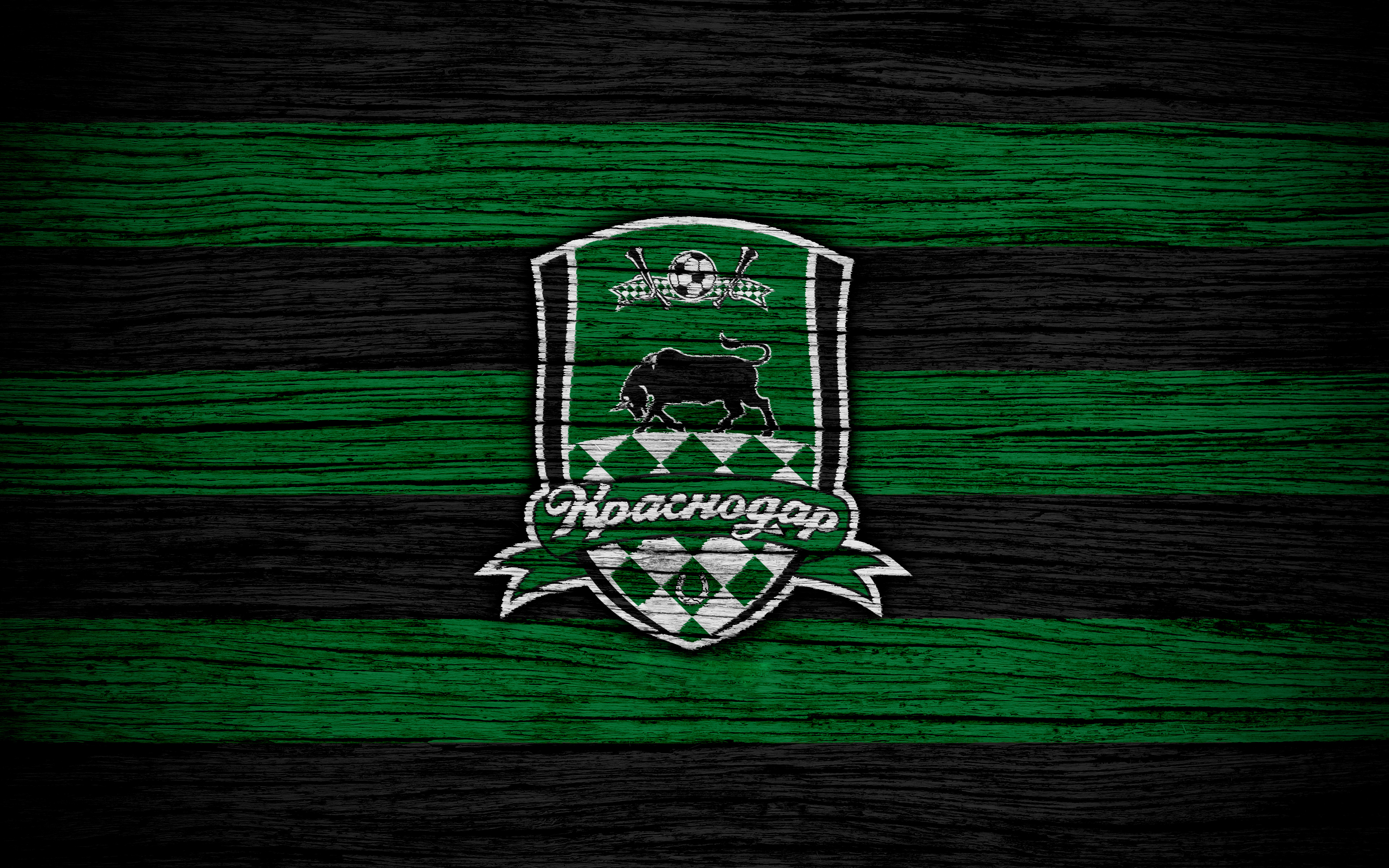 FC Krasnodar logo on a wooden background HD Wallpaper
