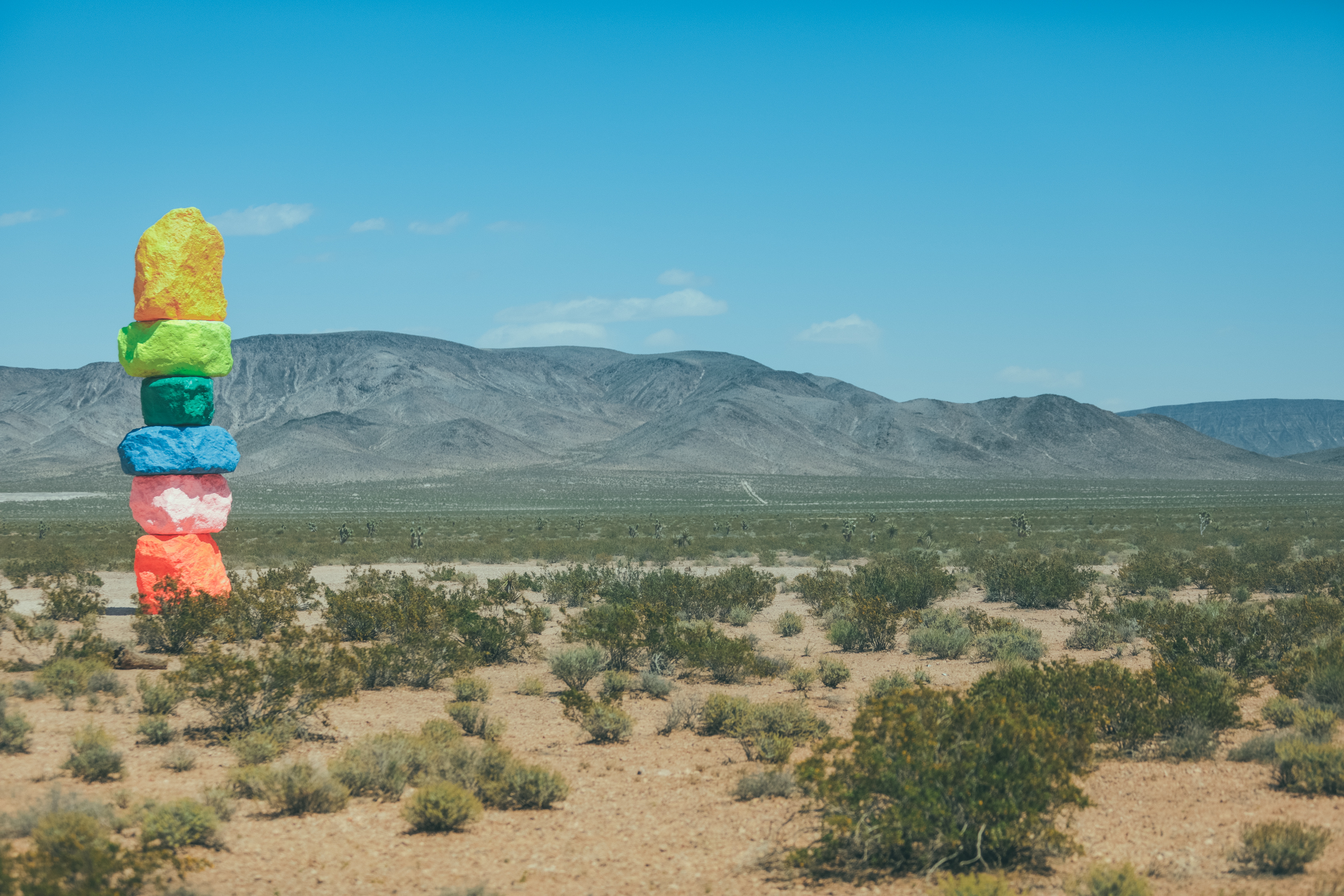 Seven Magic Mountains in the Nevada Desert HD Wallpaper