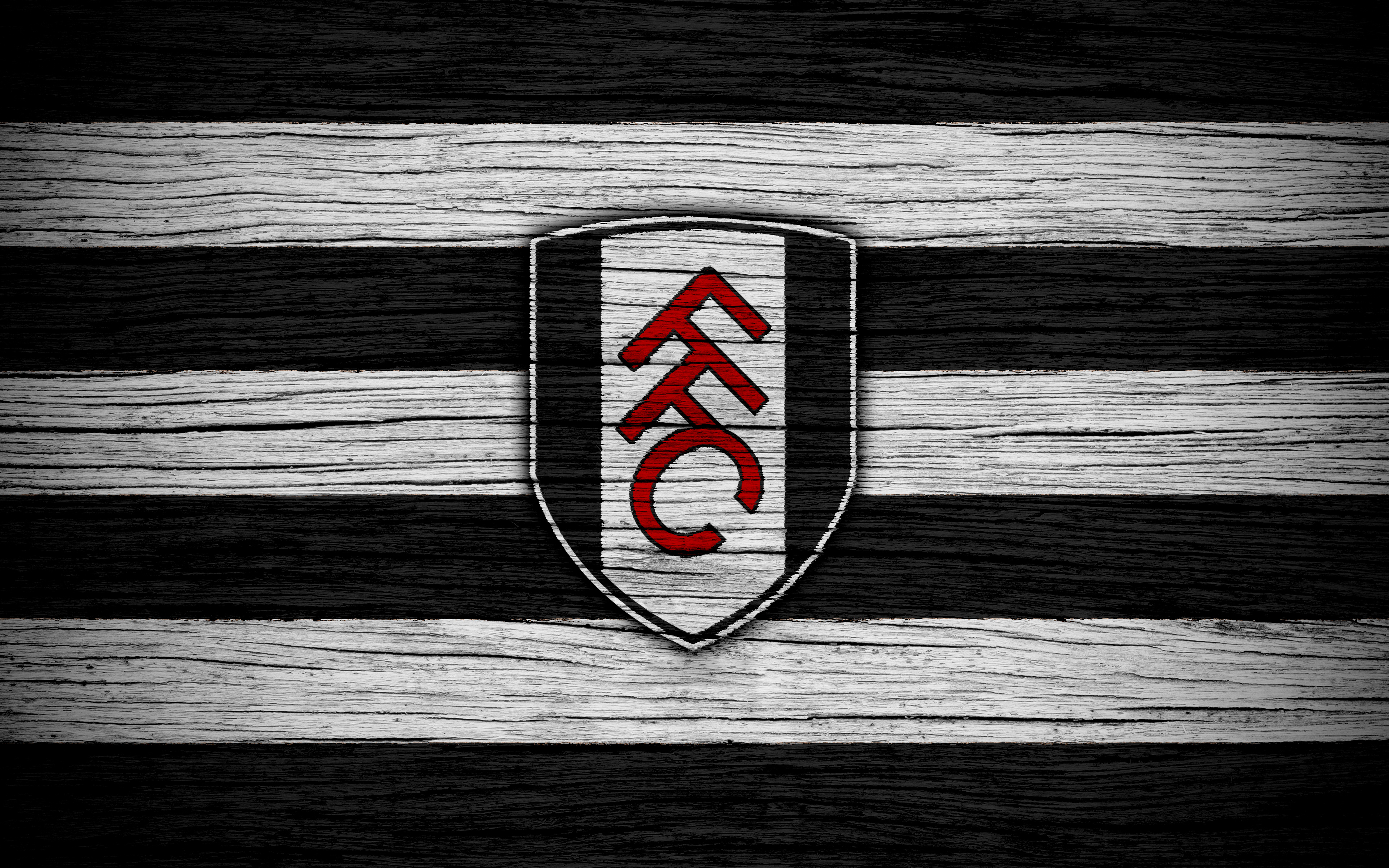 Fulham F.C. logo on striped background HD Wallpaper