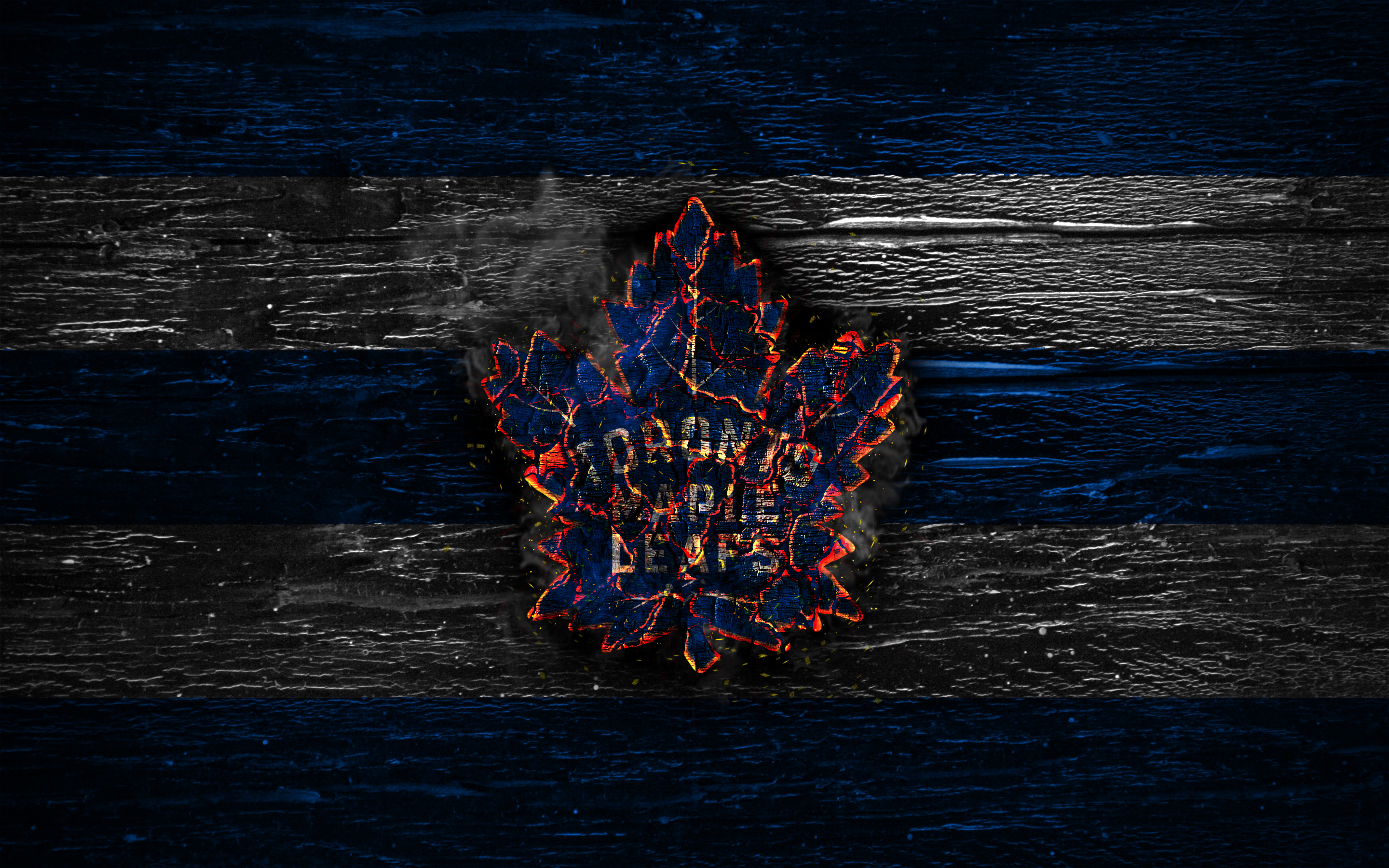 Toronto Maple Leafs logo on a wooden background HD Wallpaper