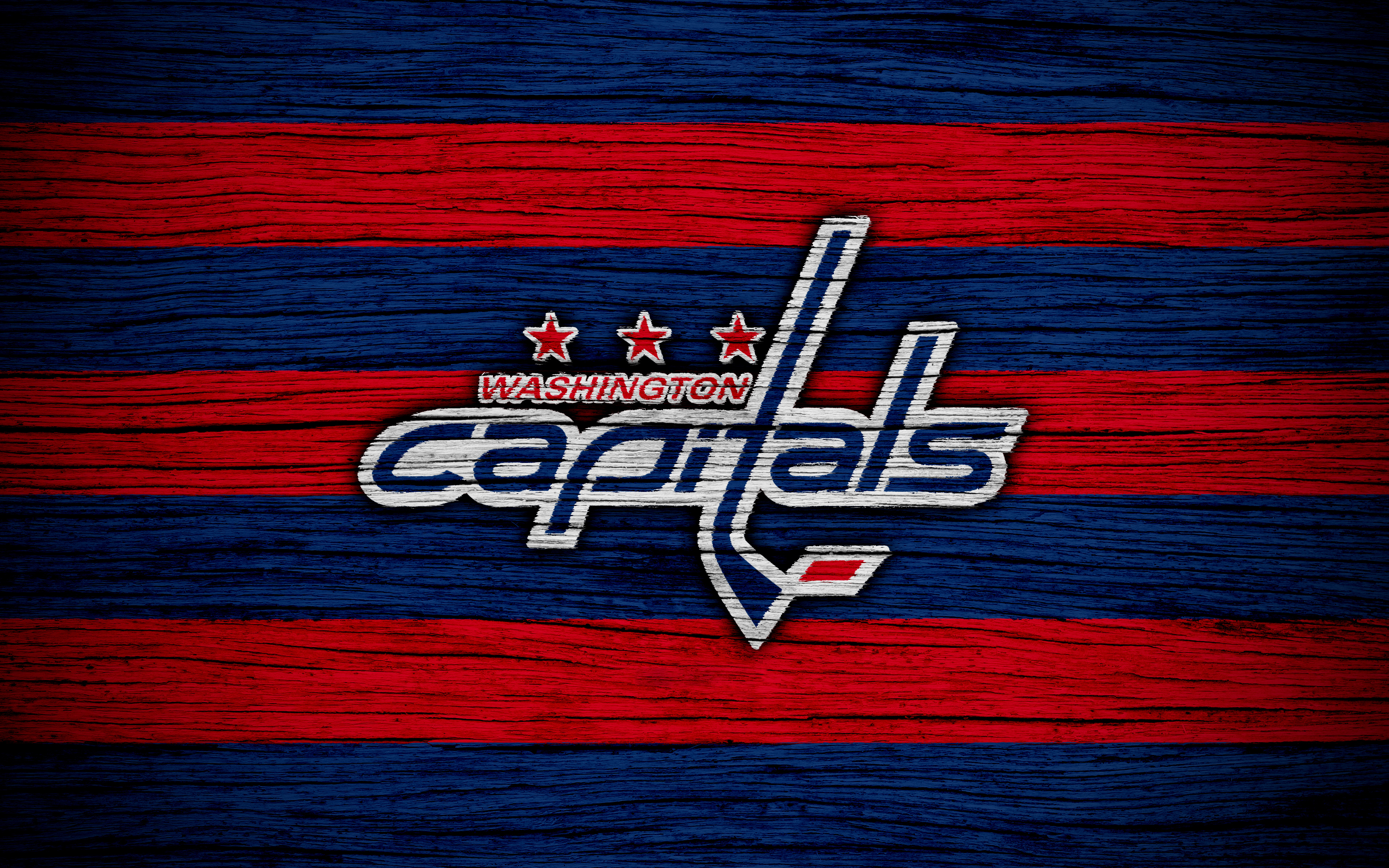 Washington Capitals Logo on Red and Blue Stripes HD Wallpaper