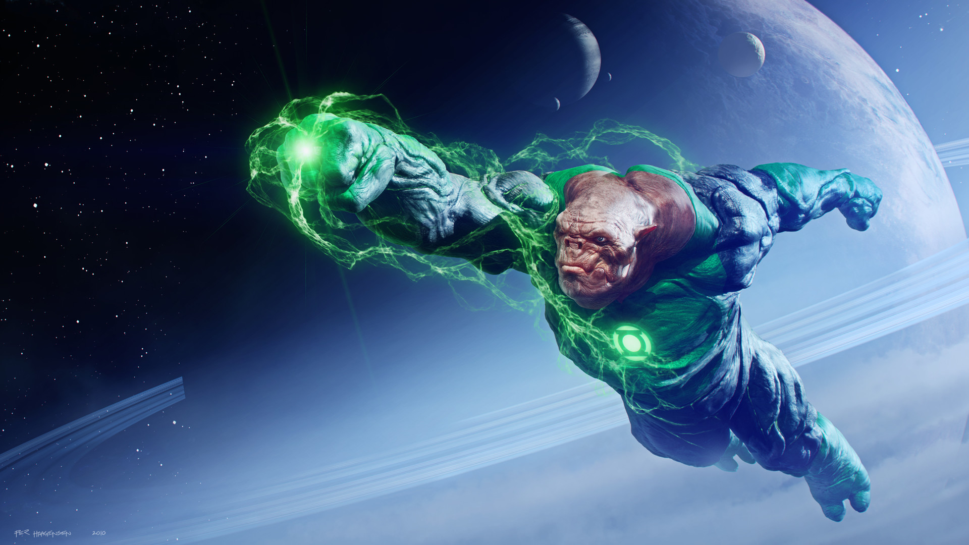 Kilowog from Green Lantern flying in space HD Wallpaper
