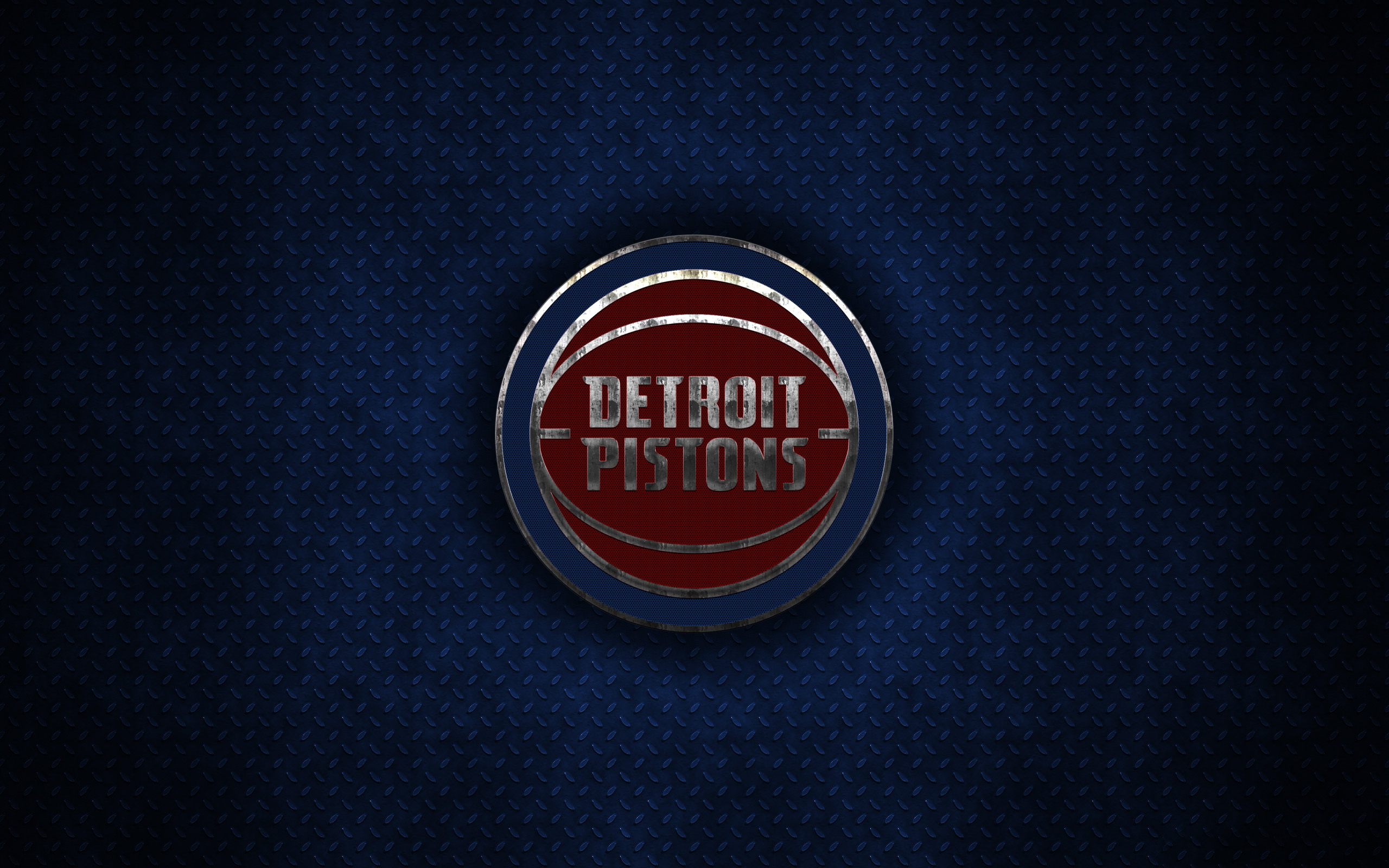 Detroit Pistons Logo on Textured Blue Background HD Wallpaper