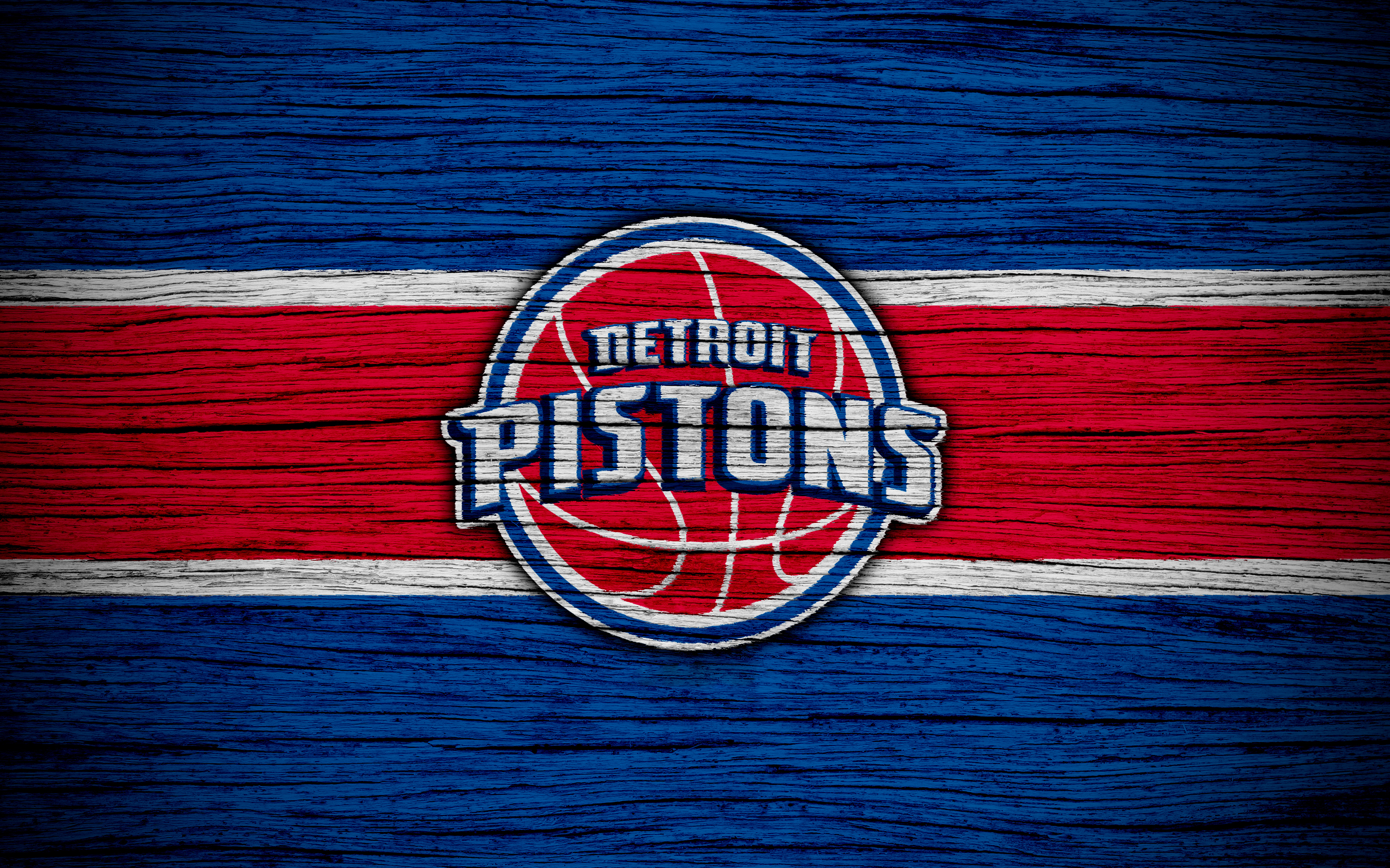 Detroit Pistons Logo on Wood Texture HD Wallpaper