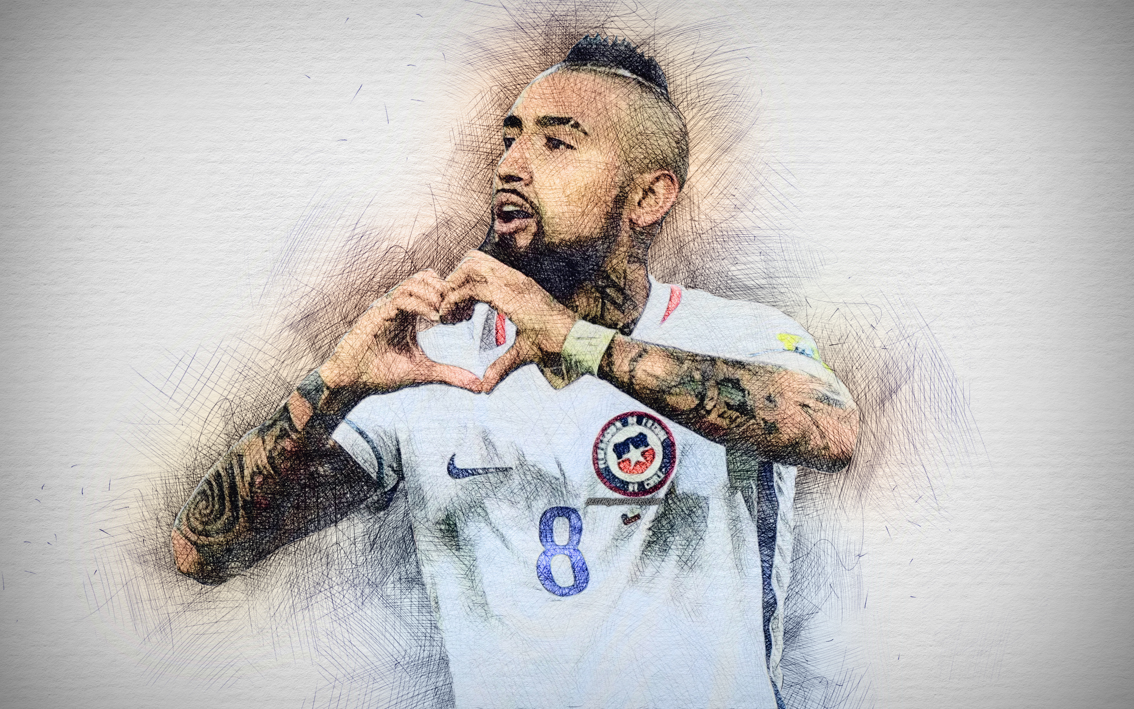 Arturo Vidal of Chile making a heart sign HD Wallpaper