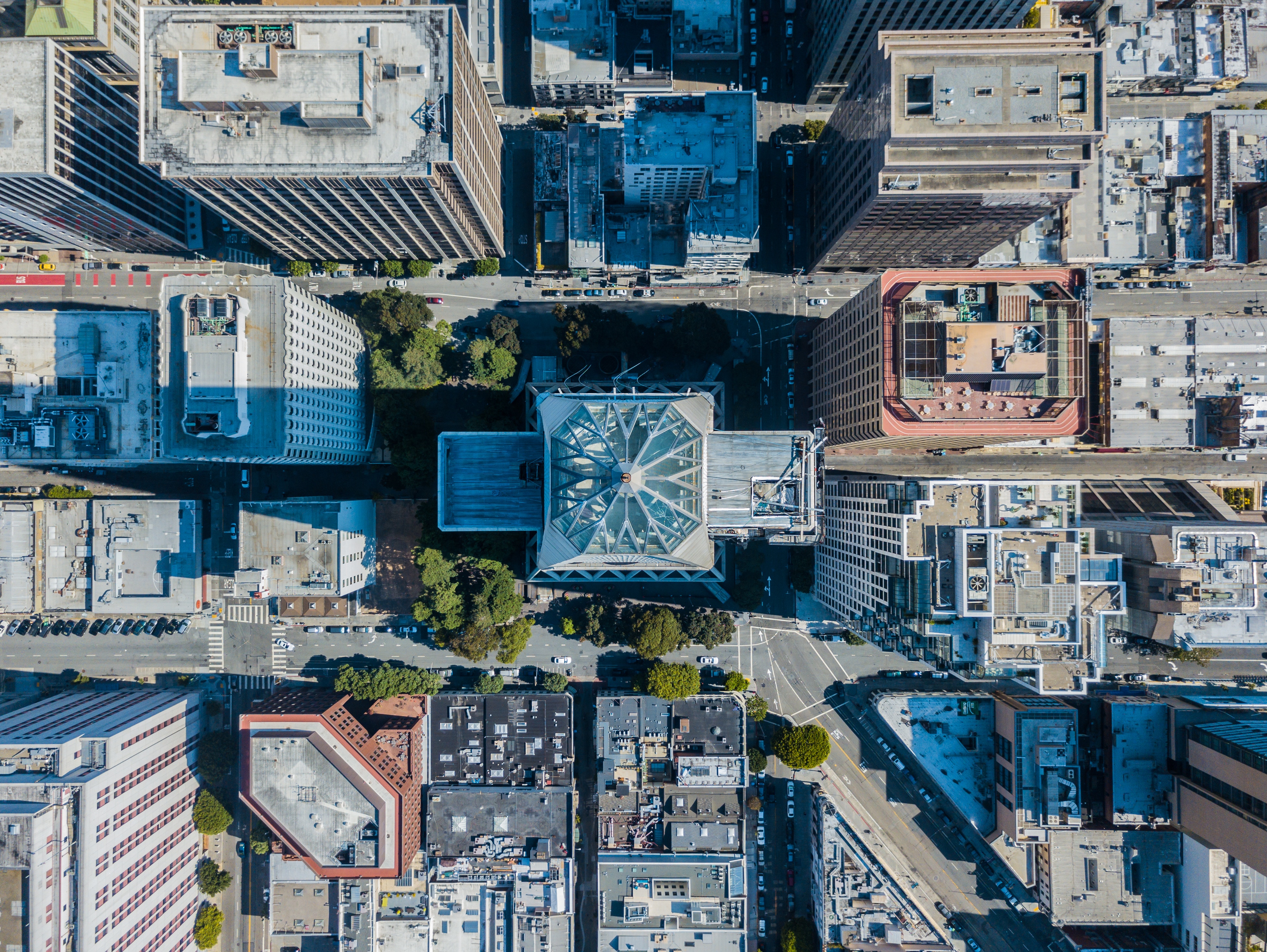 Aerial View of San Francisco City Buildings and Streets HD Wallpaper
