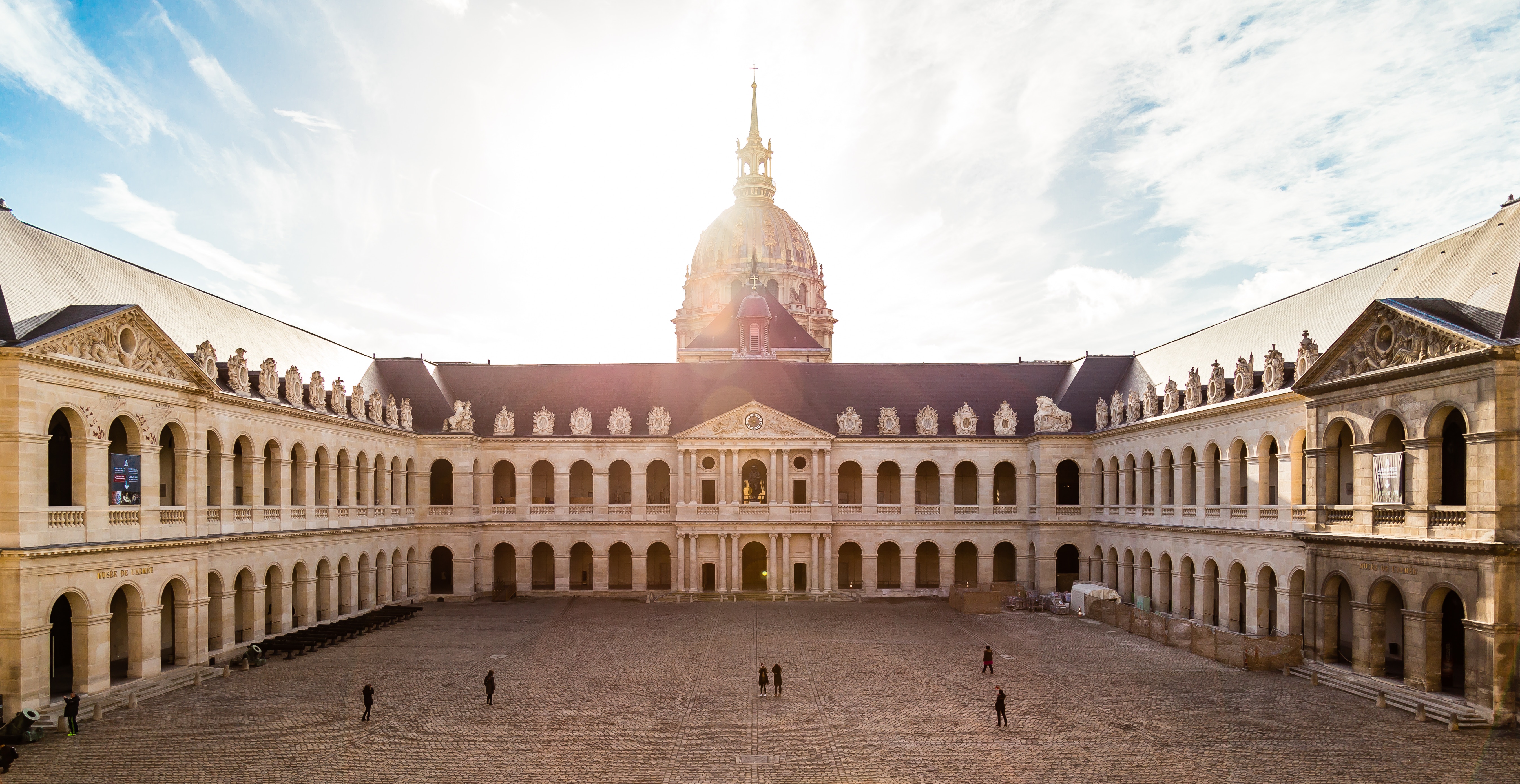 Les Invalides courtyard with dome in Paris HD Wallpaper