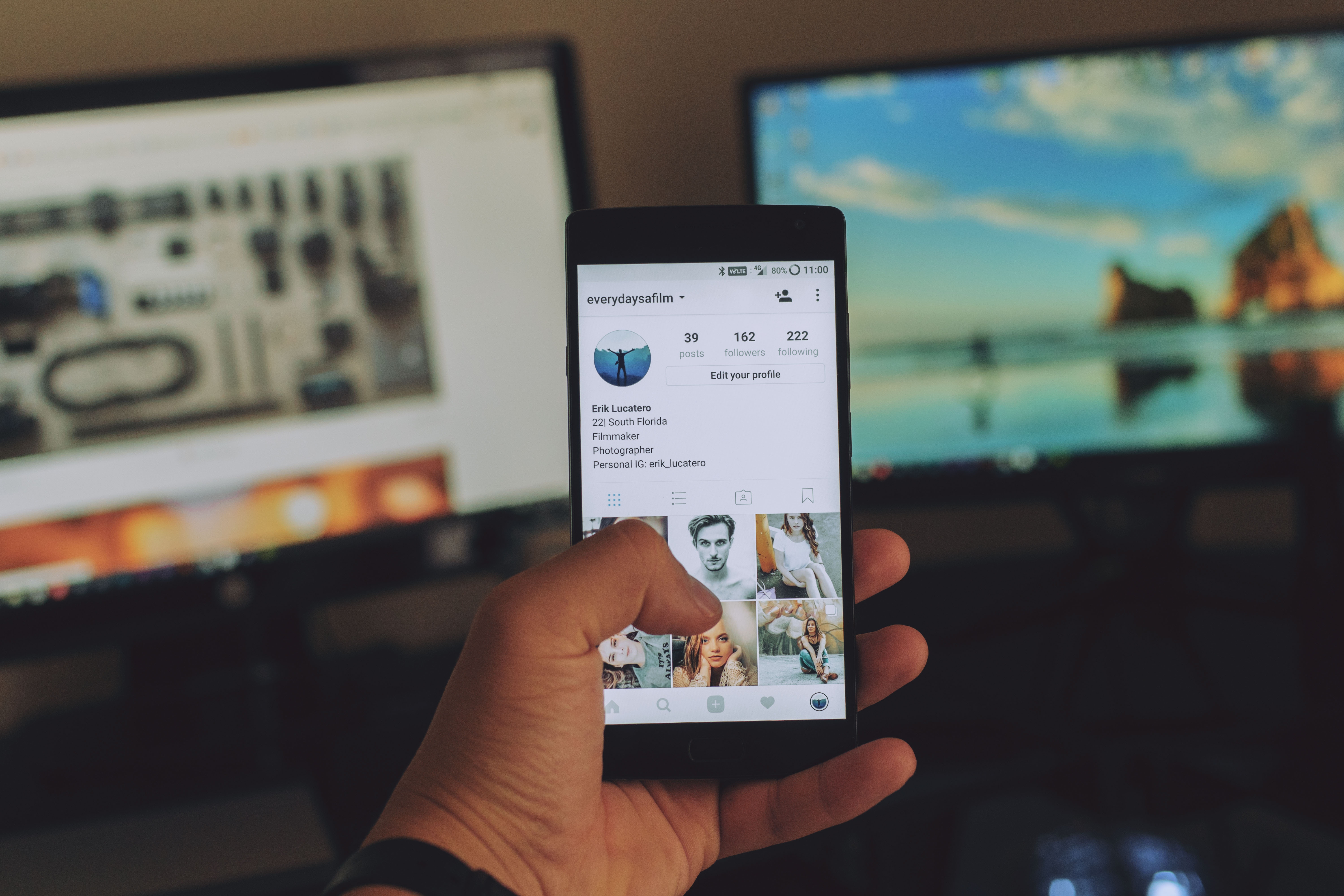 Instagram profile screen on a smartphone HD Wallpaper