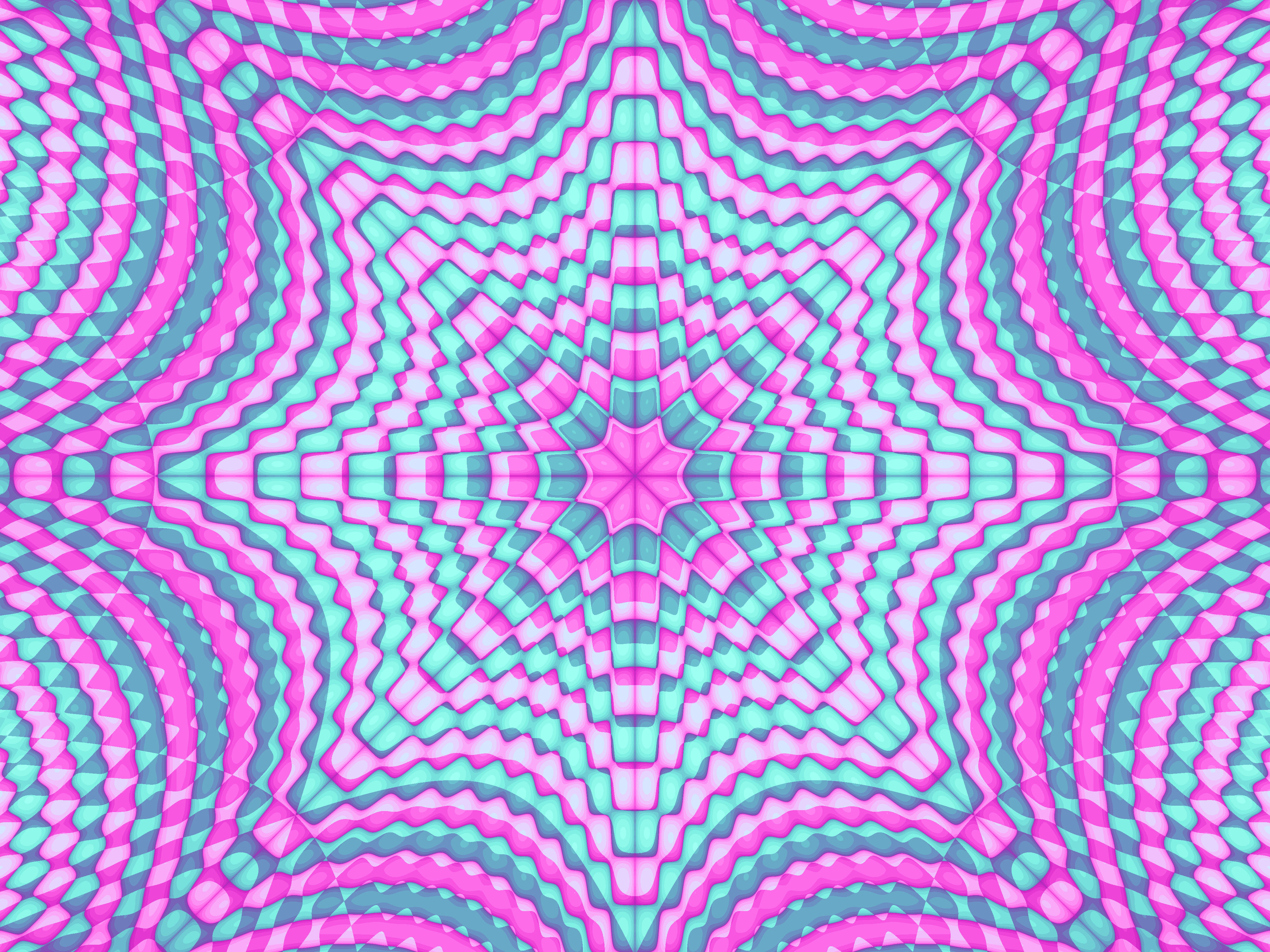 Abstract Pink and Teal Kaleidoscopic Pattern HD Wallpaper