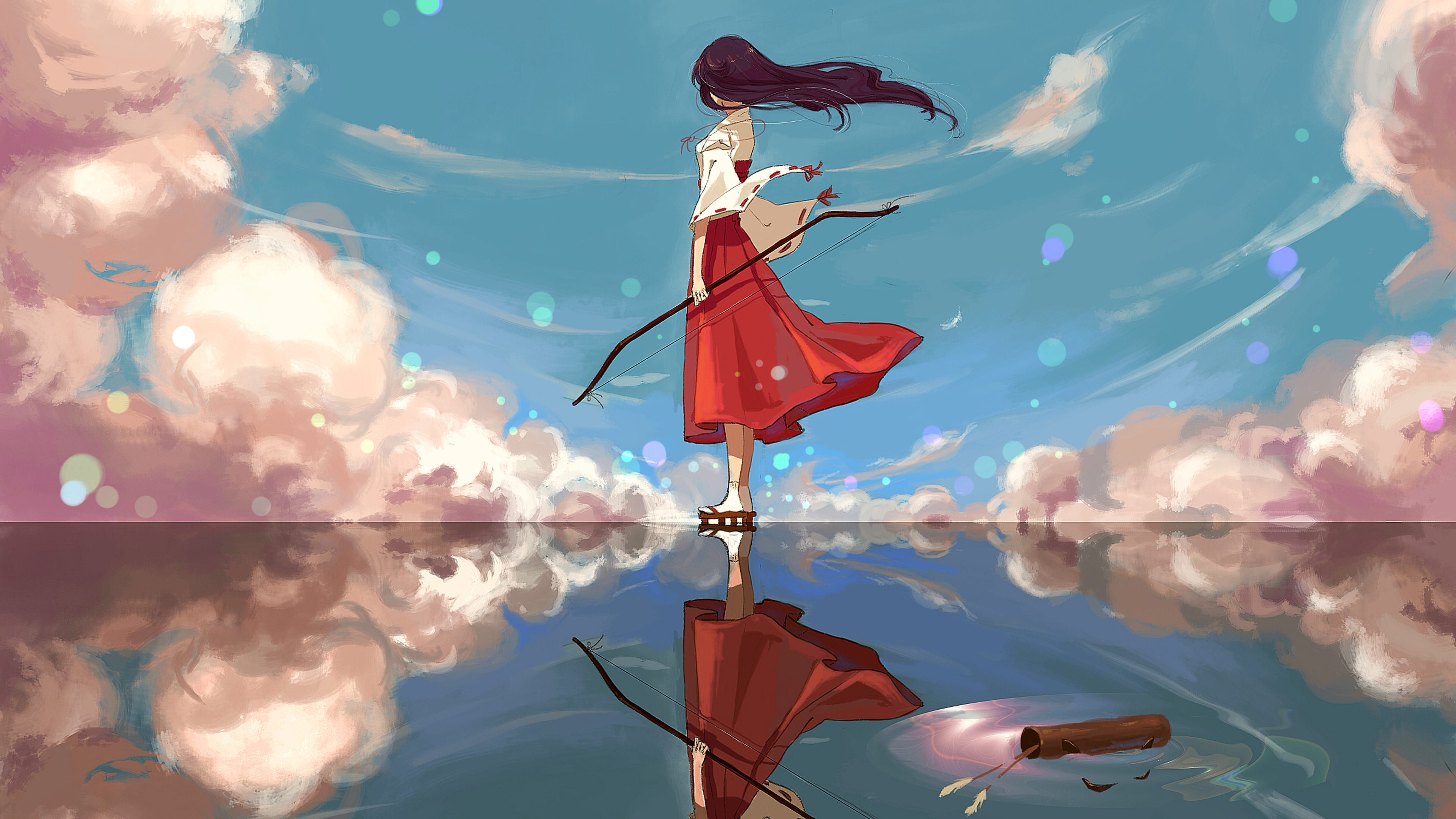 Kikyô from InuYasha with Bow and Arrow HD Wallpaper