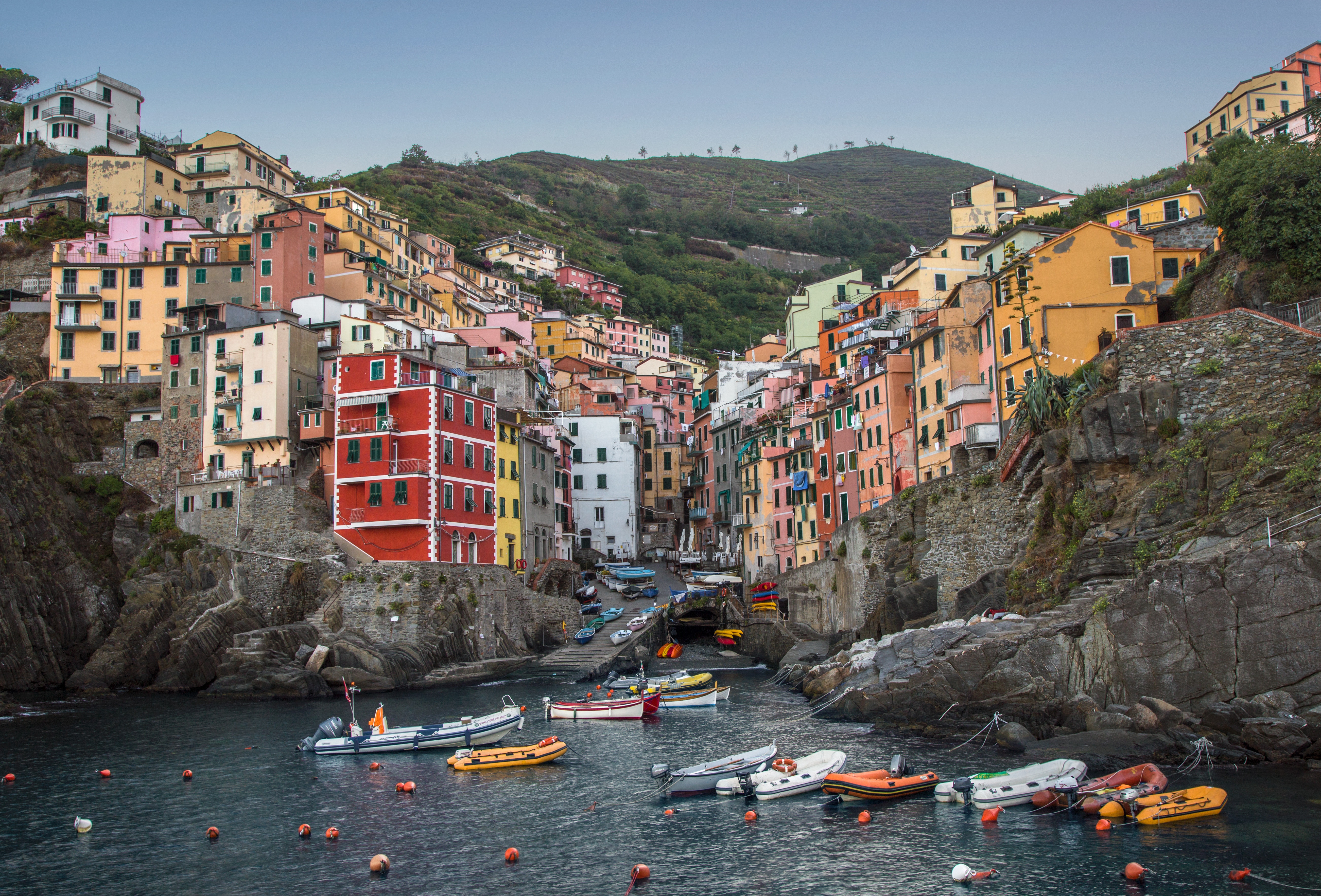 Colorful buildings of Cinque Terre on a rocky coast HD Wallpaper