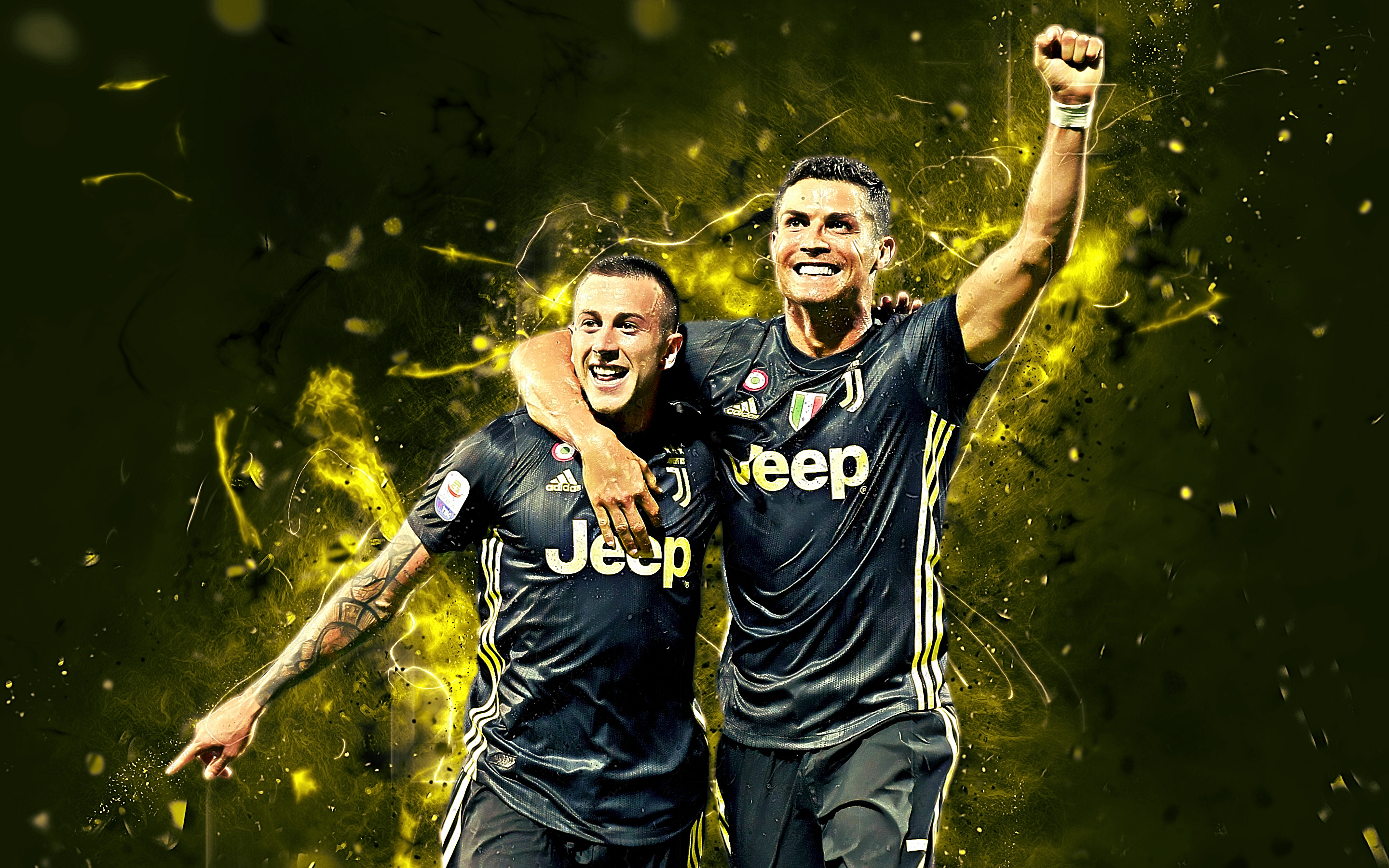Cristiano Ronaldo and Federico Bernardeschi of Juventus F.C. HD Wallpaper