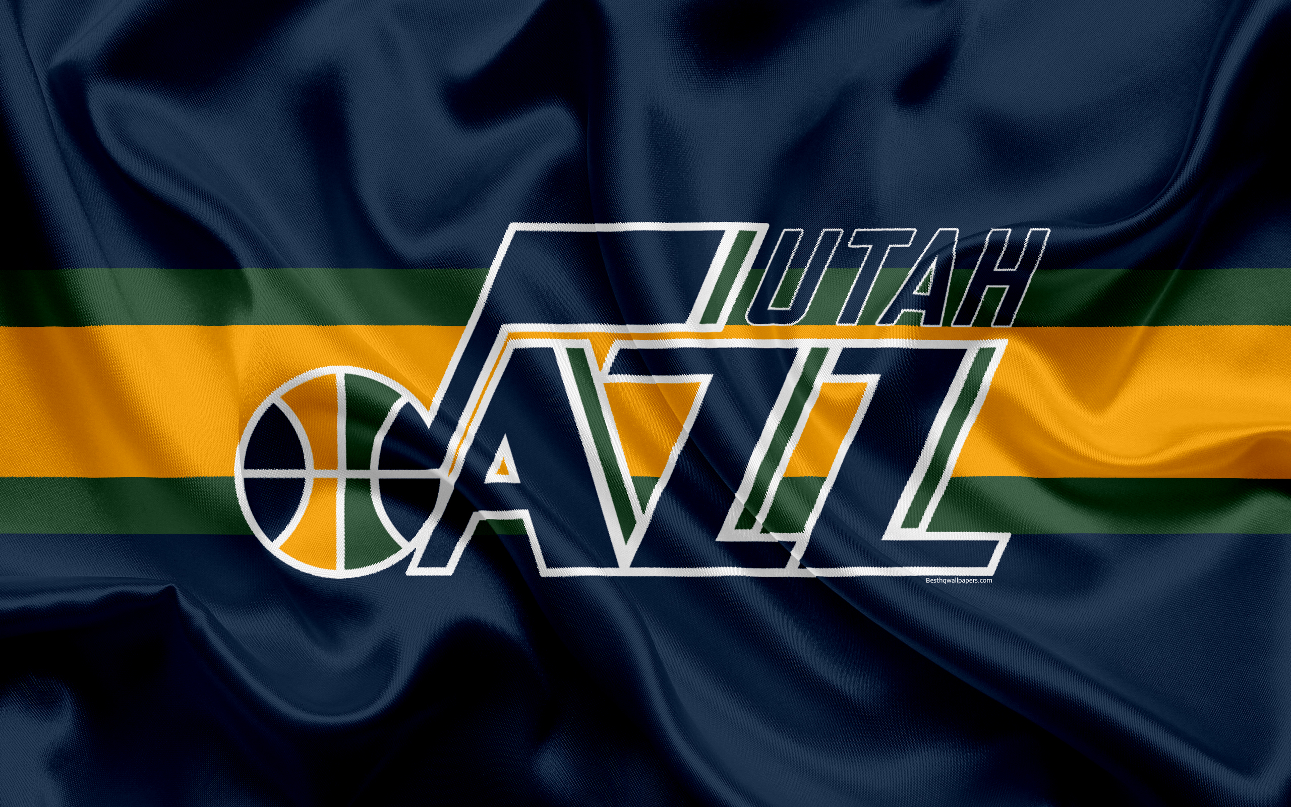 Utah Jazz Logo on Waving Fabric HD Wallpaper