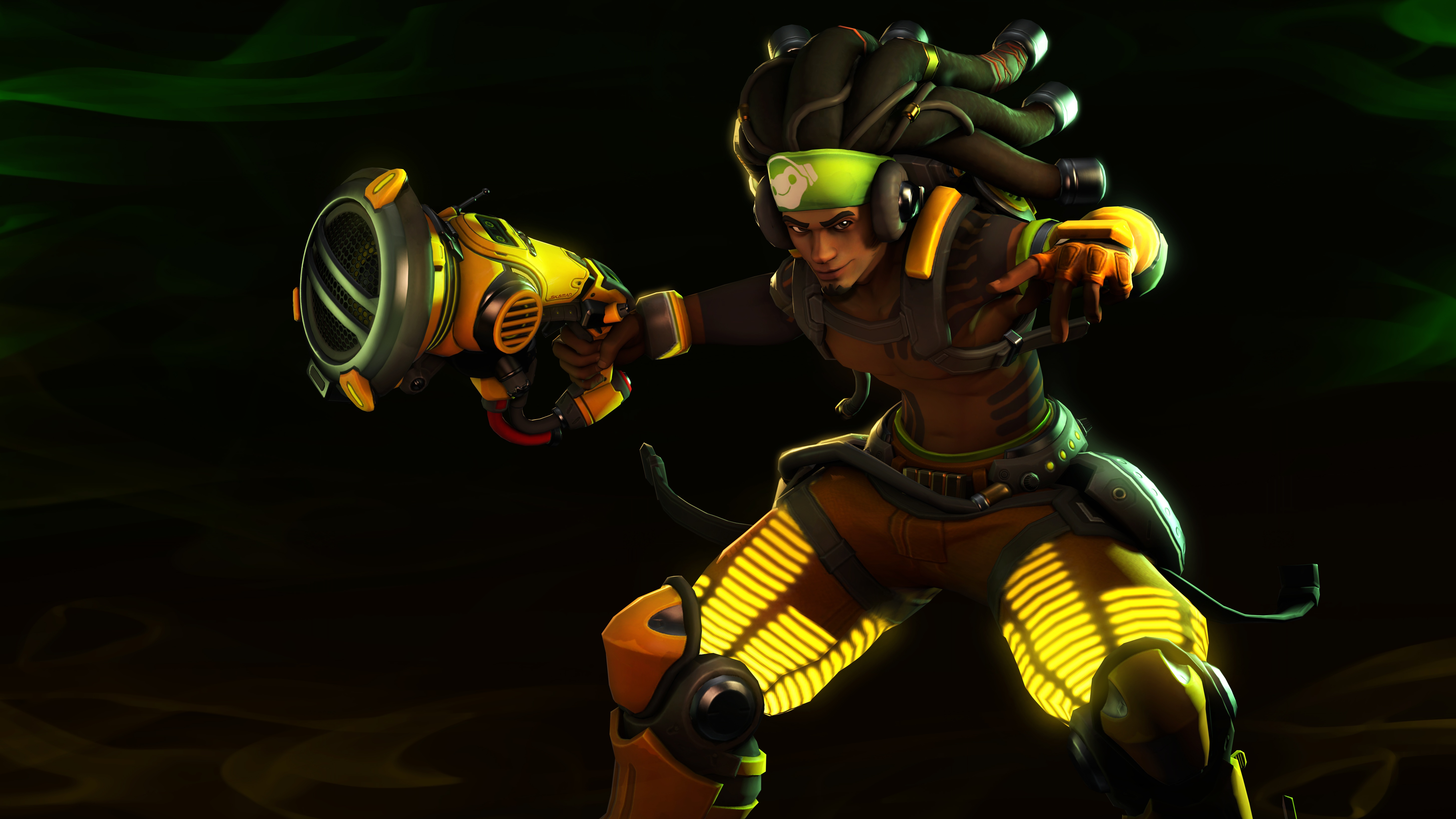 Lúcio from Overwatch holding a sonic amplifier HD Wallpaper