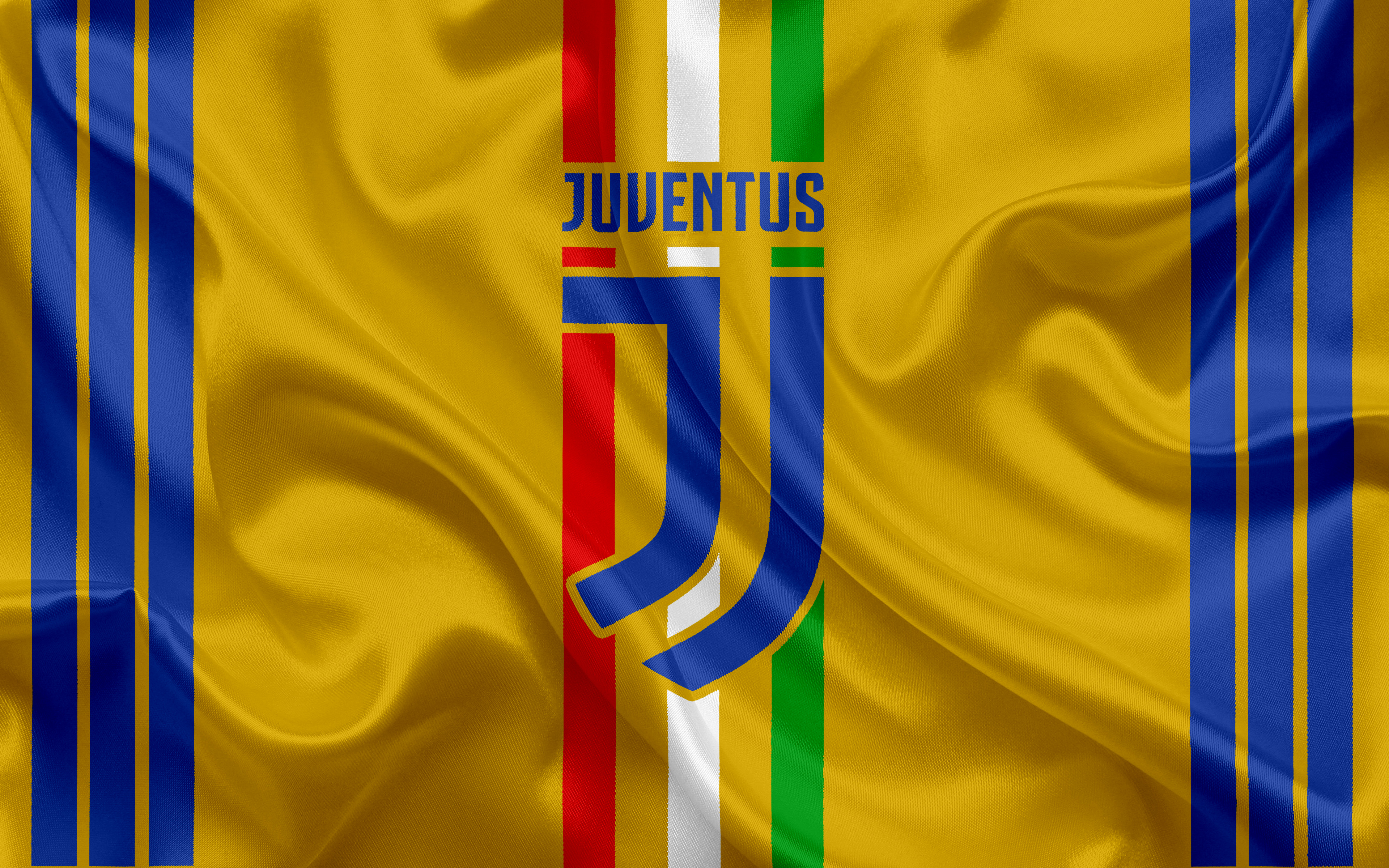Juventus F.C. logo on a golden fabric background HD Wallpaper