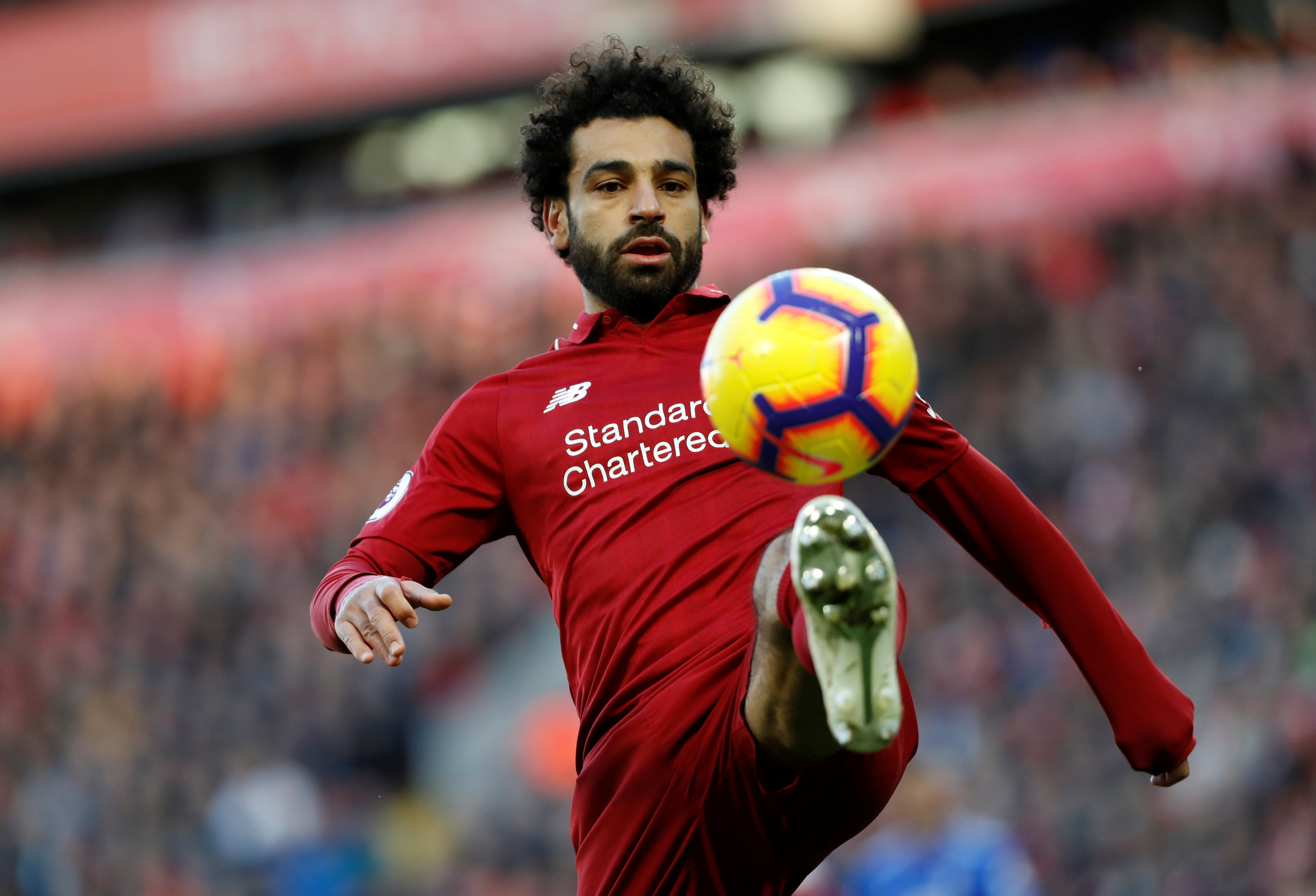 Mohamed Salah of Liverpool F.C. playing soccer HD Wallpaper