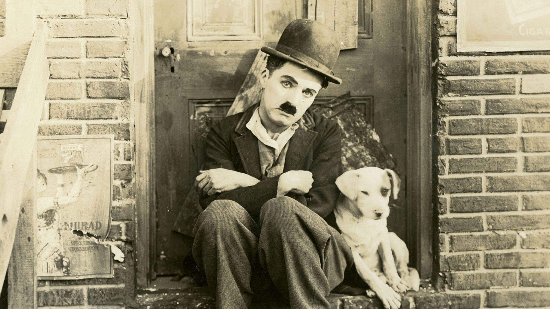 Charlie Chaplin and a dog in A Dog's Life HD Wallpaper