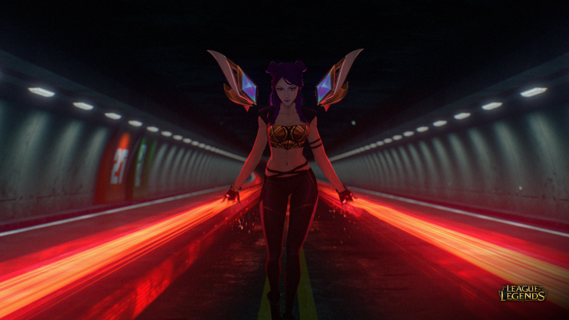 Kai'Sa from League of Legends in a tunnel HD Wallpaper