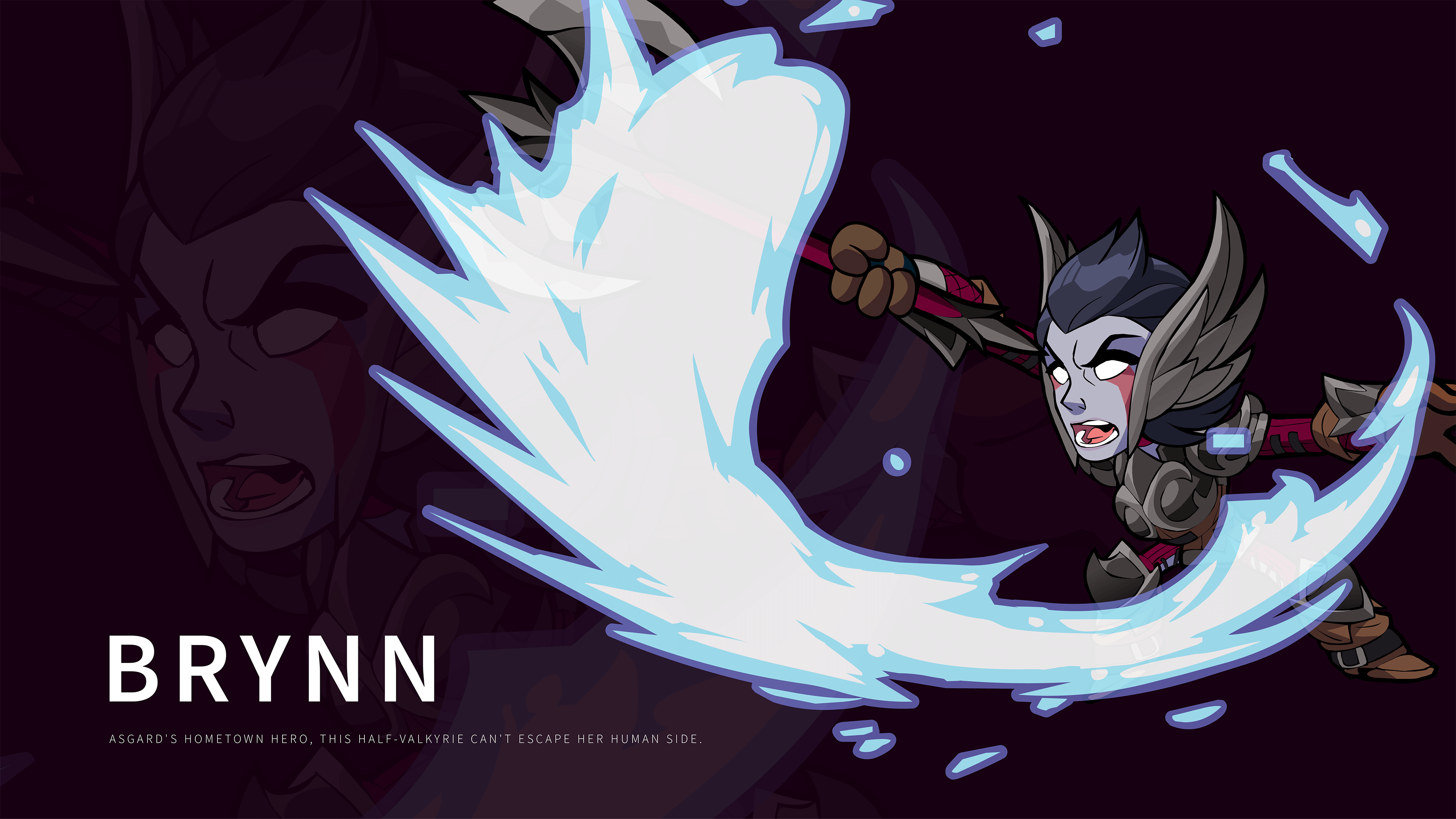 Brynn from Brawlhalla with a large ice axe HD Wallpaper