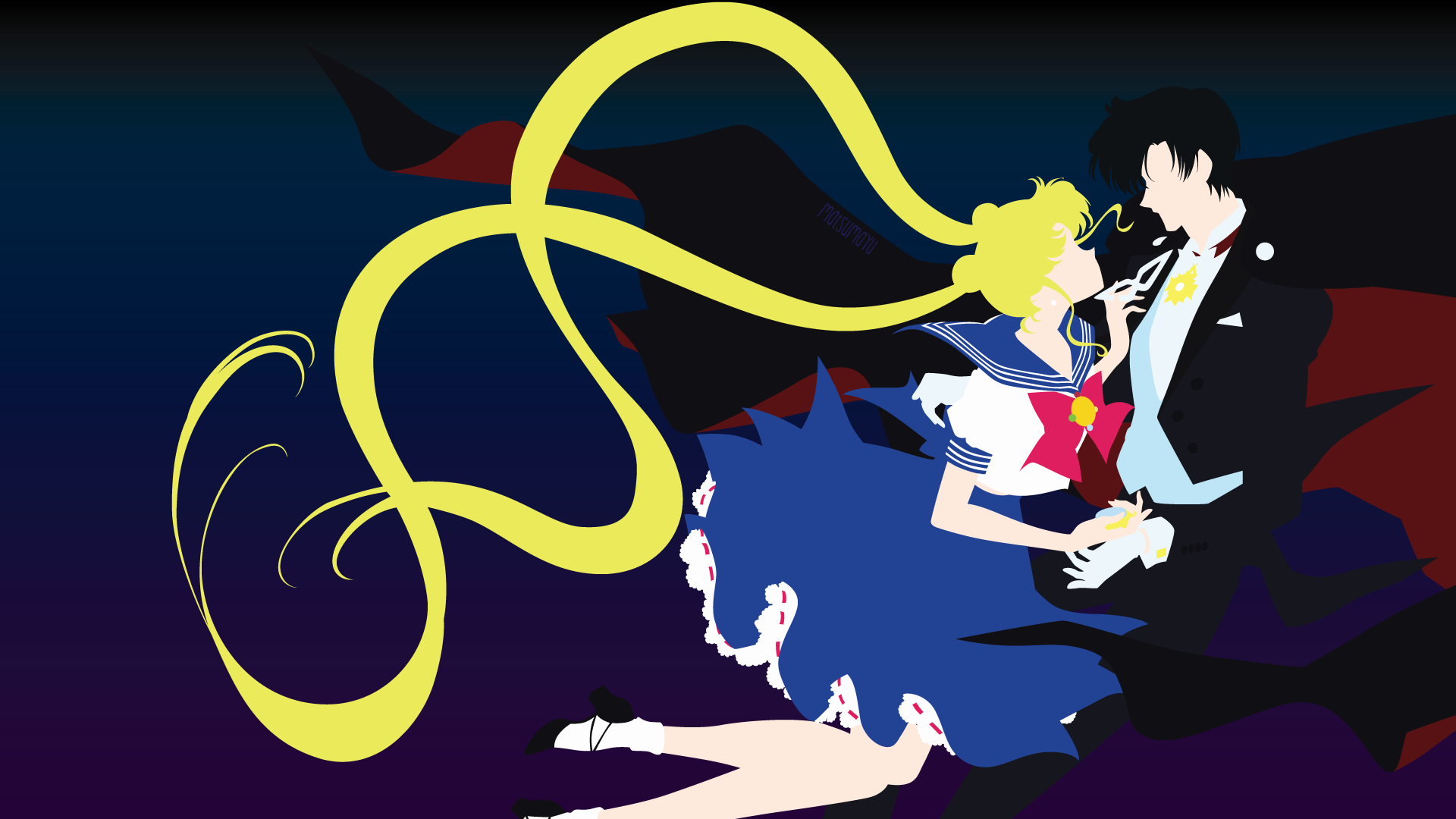 Usagi Tsukino and Tuxedo Mask from Sailor Moon HD Wallpaper