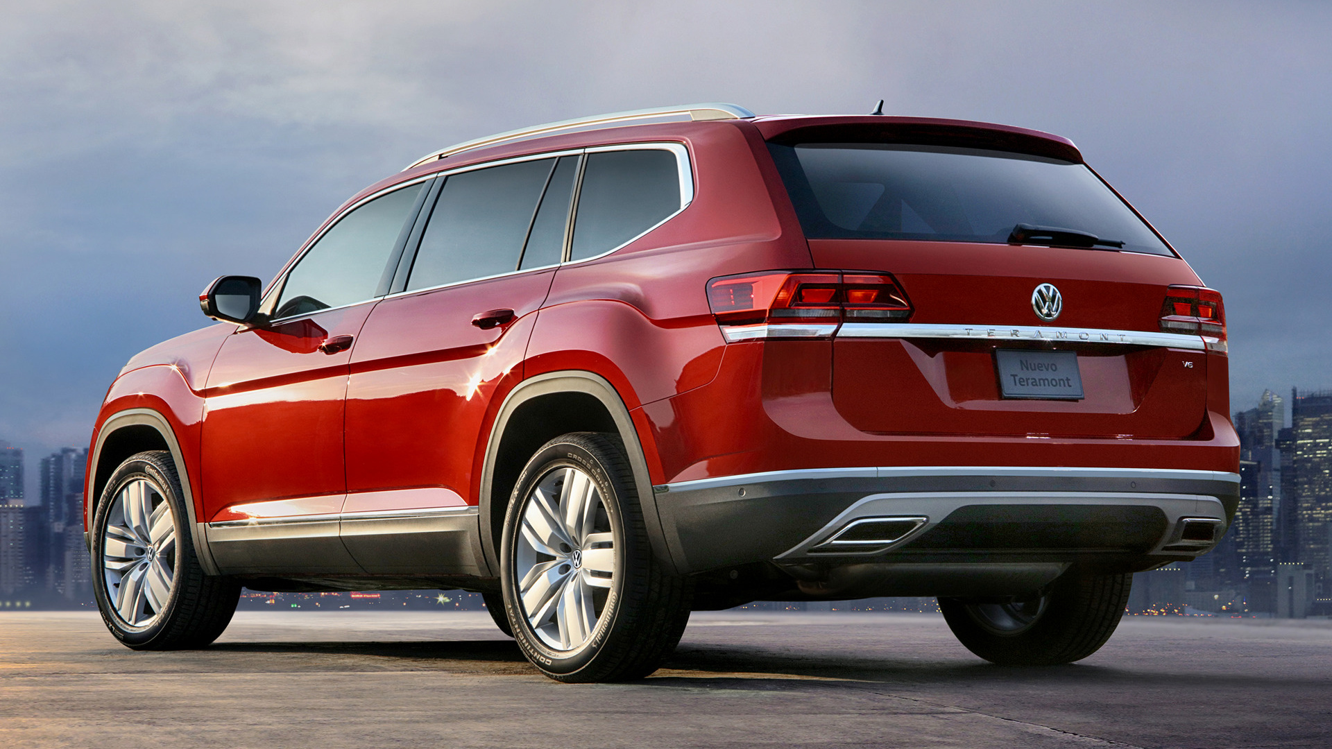 Red Volkswagen Teramont SUV HD Wallpaper