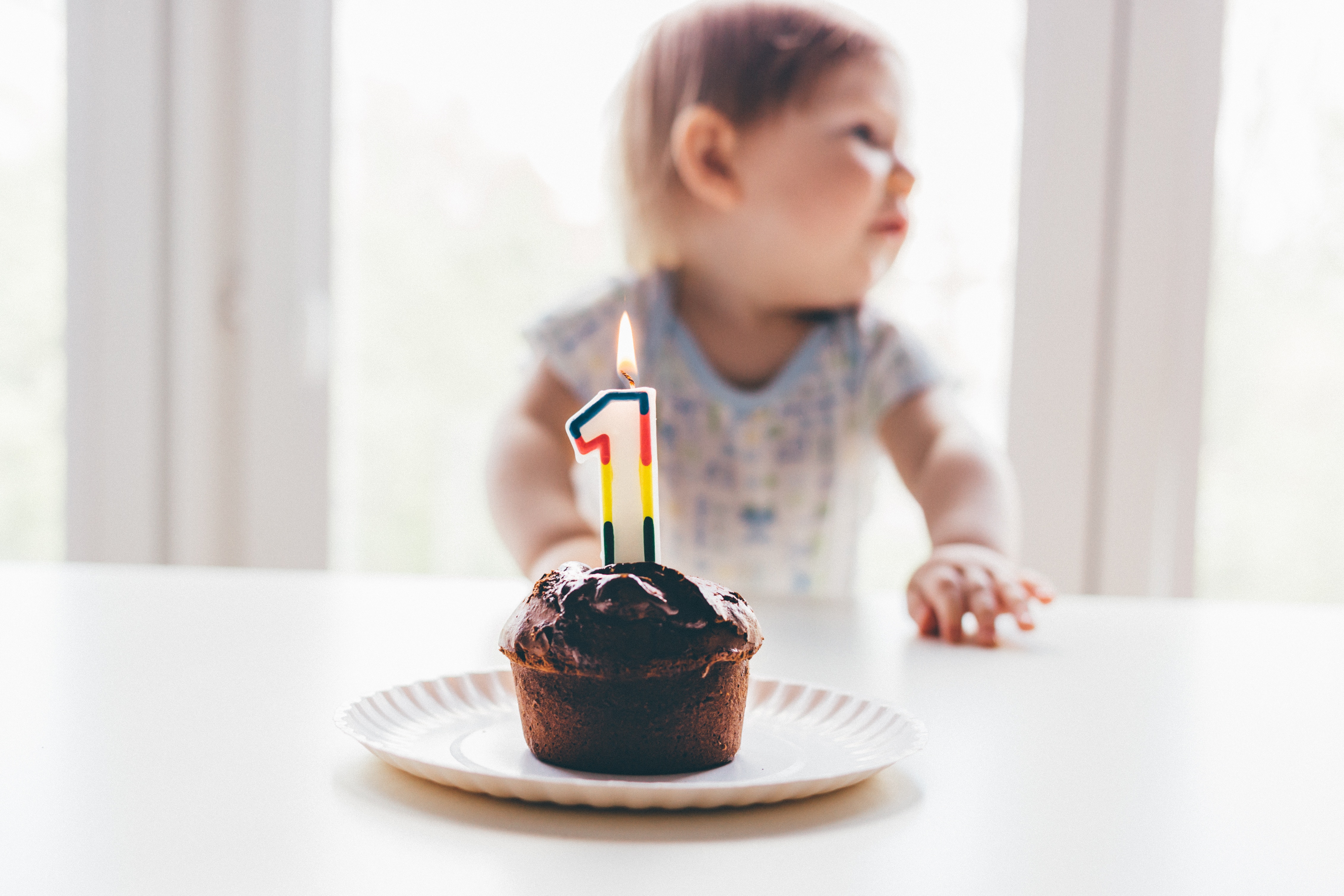 Baby's First Birthday Cupcake with Candle HD Wallpaper