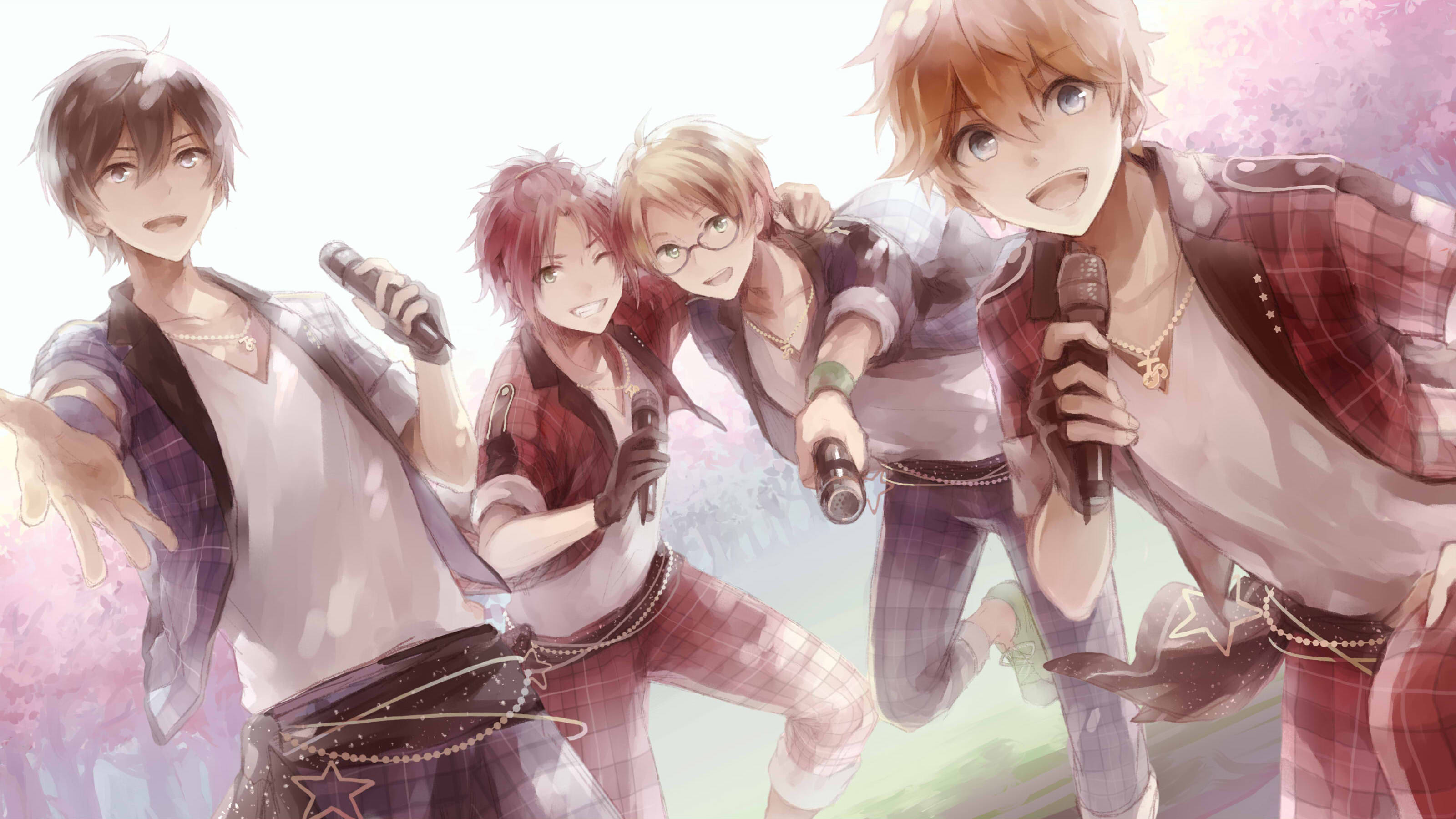 Mao Isara, Hokuto Hidaka, Makoto Yuuki, Subaru Akehoshi from Ensemble Stars! HD Wallpaper