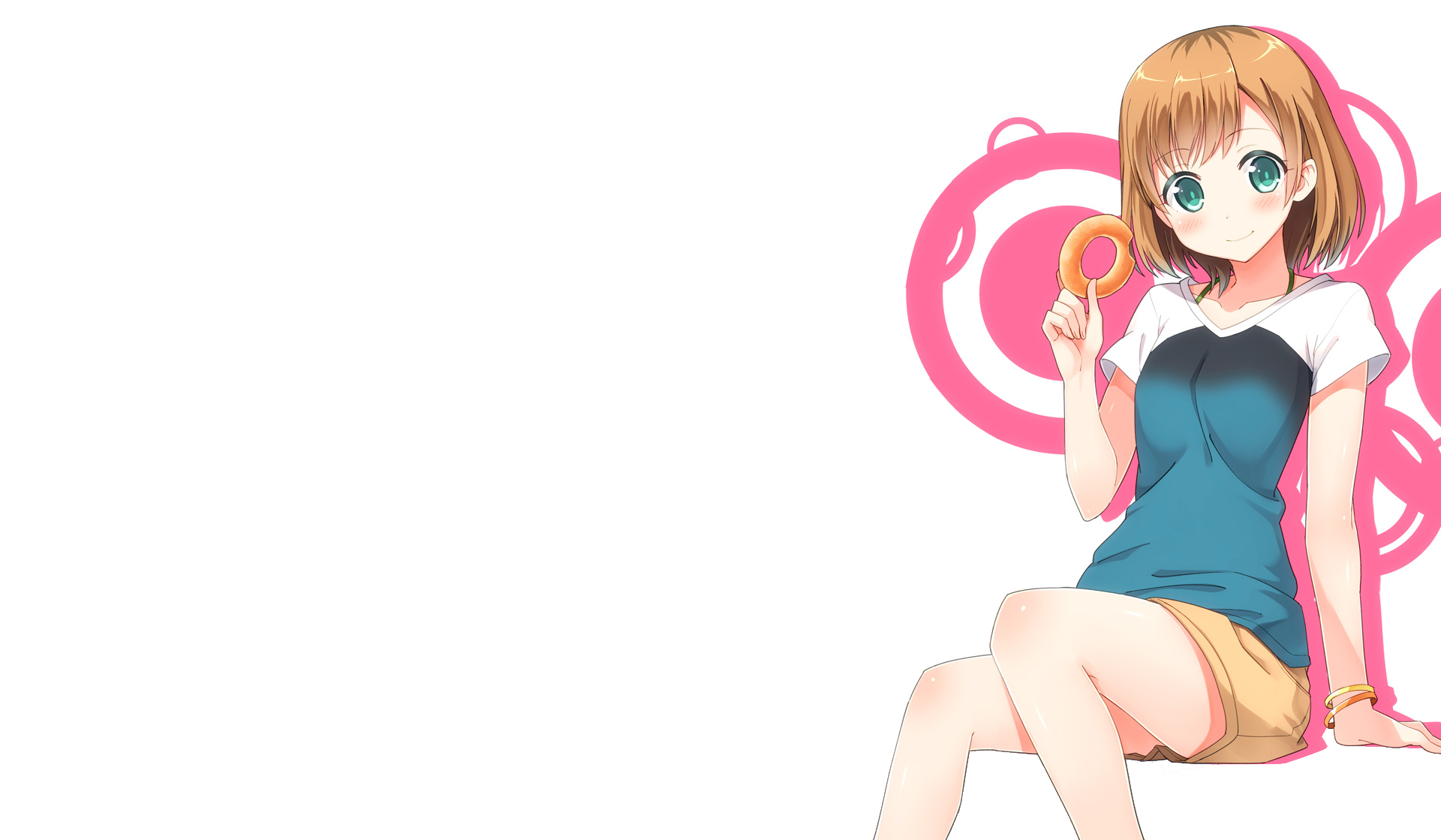 Aoi Miyamori from Shirobako holding a doughnut HD Wallpaper