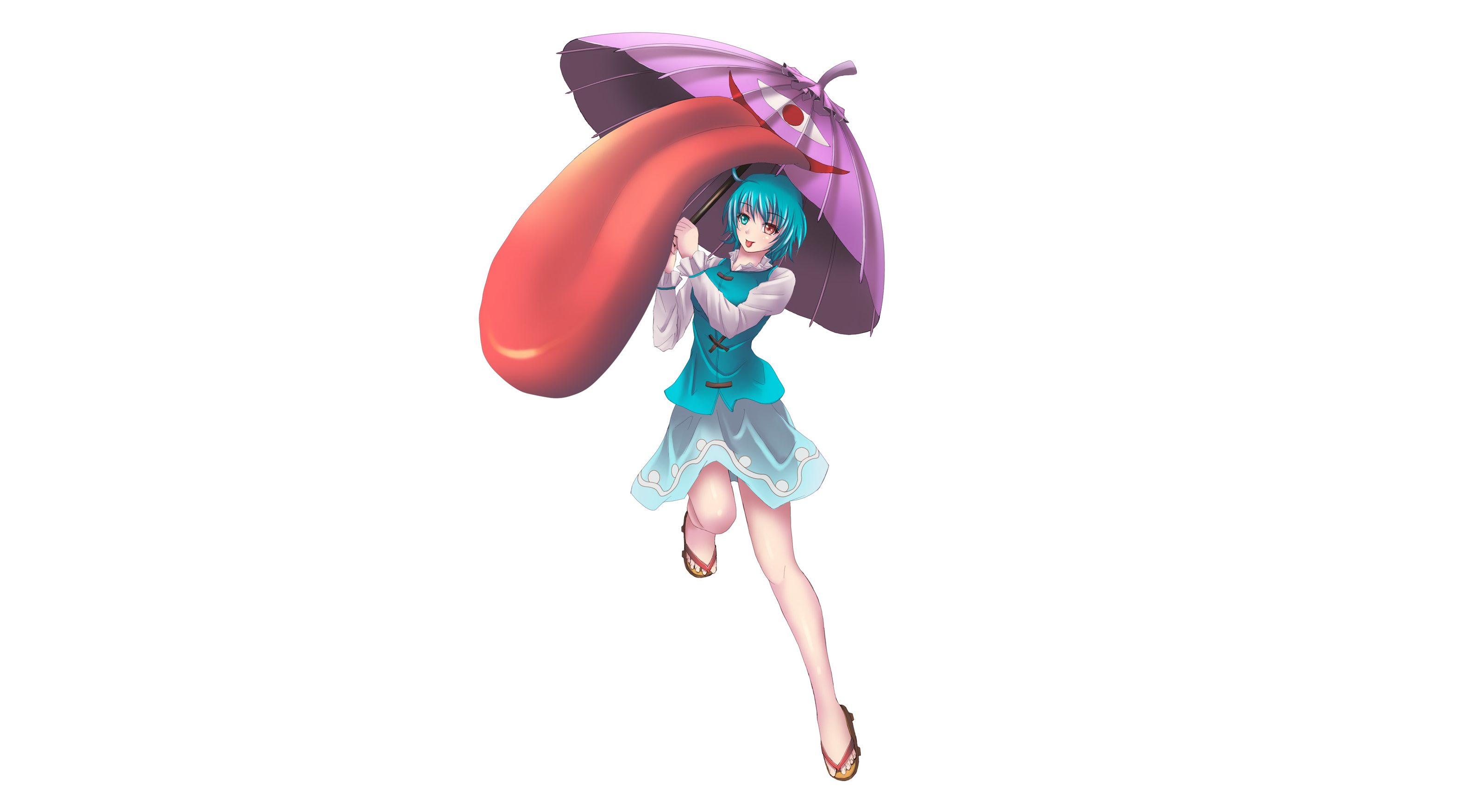 Kogasa Tatara from Touhou holding a tongue umbrella HD Wallpaper