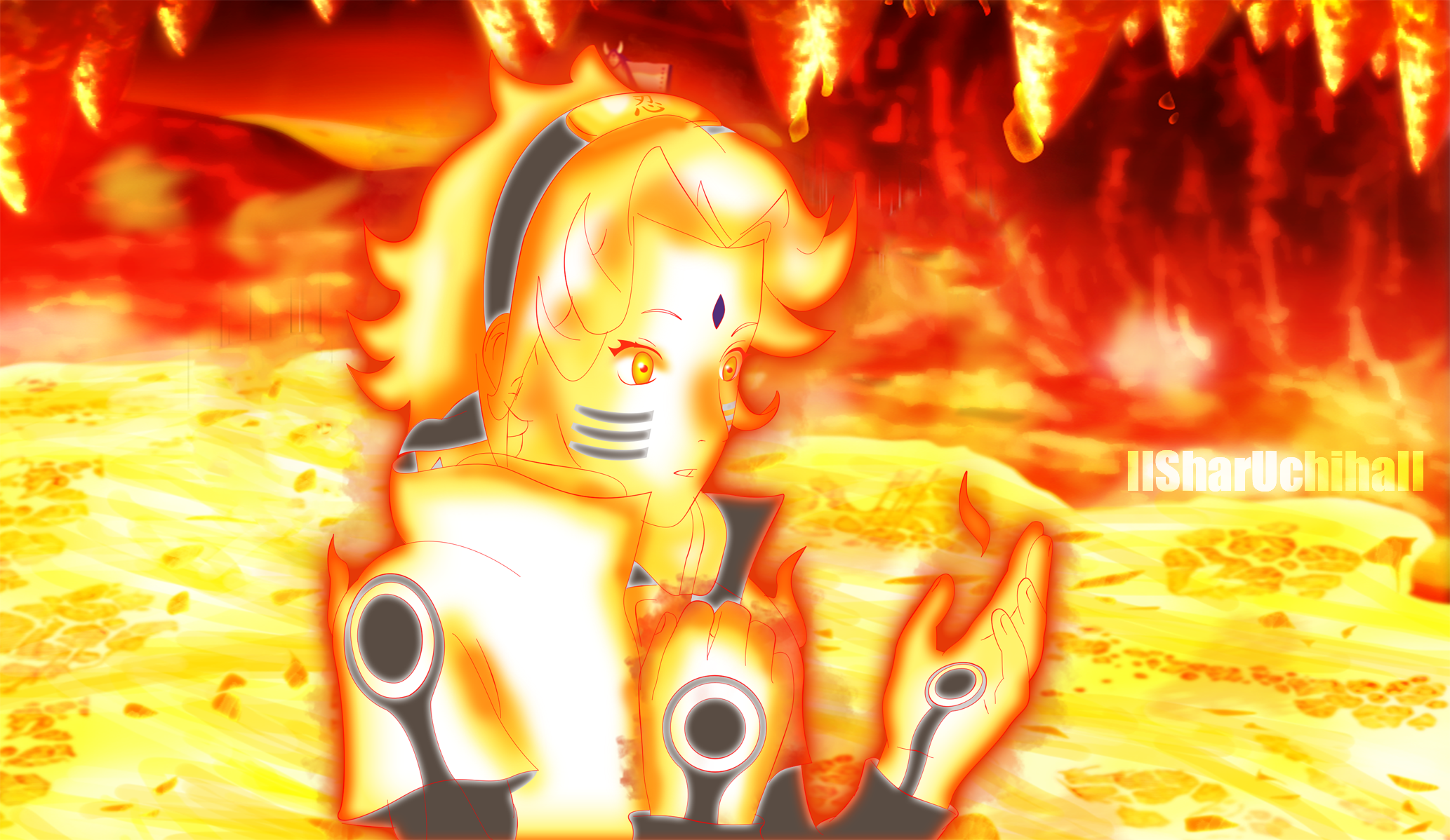 Sakura Haruno Surrounded by Fiery Aura HD Wallpaper