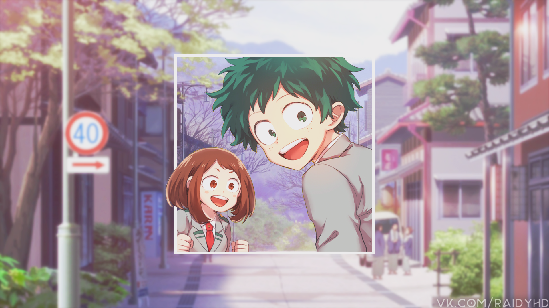 Izuku Midoriya and Ochaco Uraraka from My Hero Academia HD Wallpaper