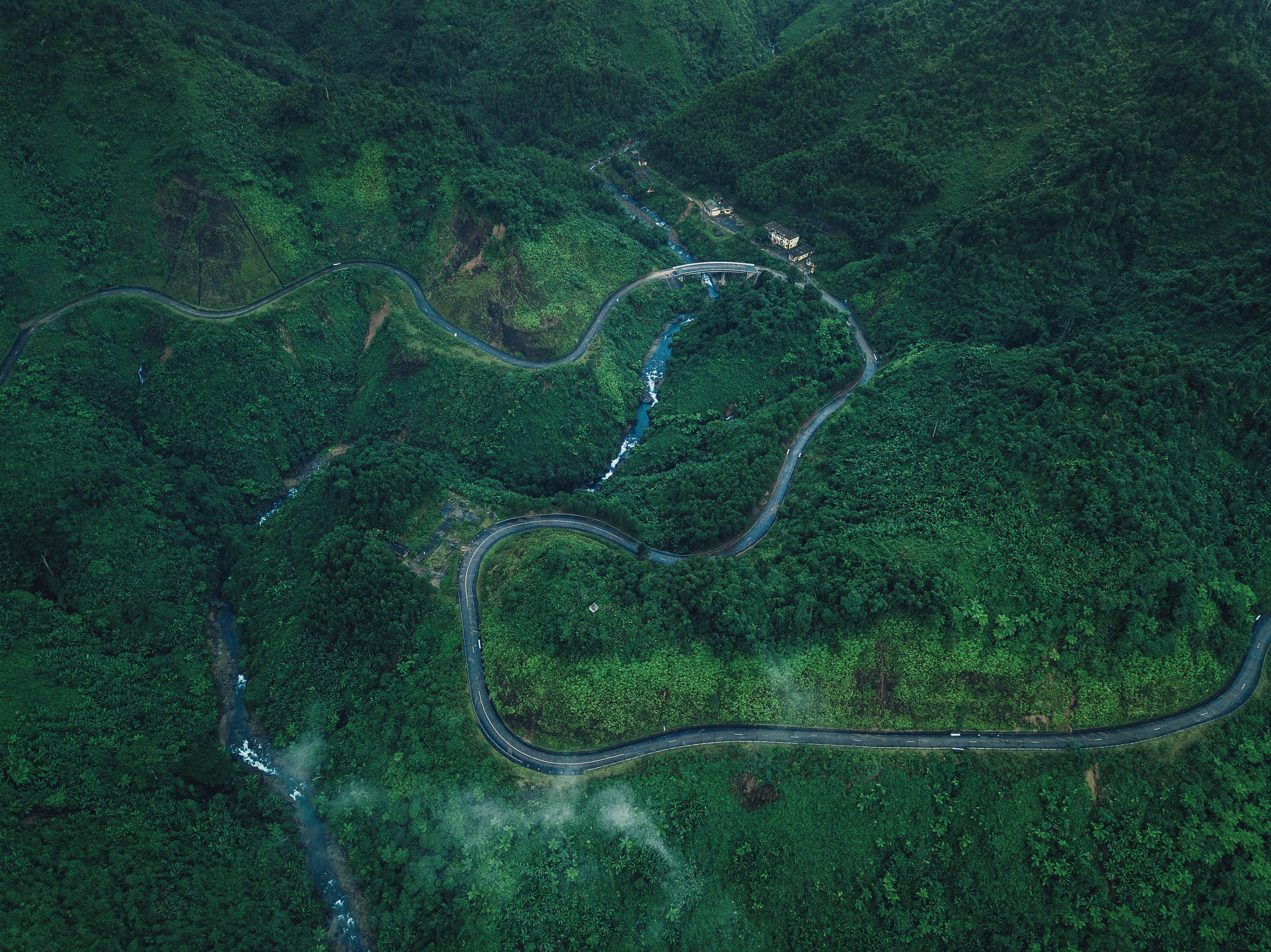 Aerial view of Ho Chi Minh Trail in Vietnam HD Wallpaper